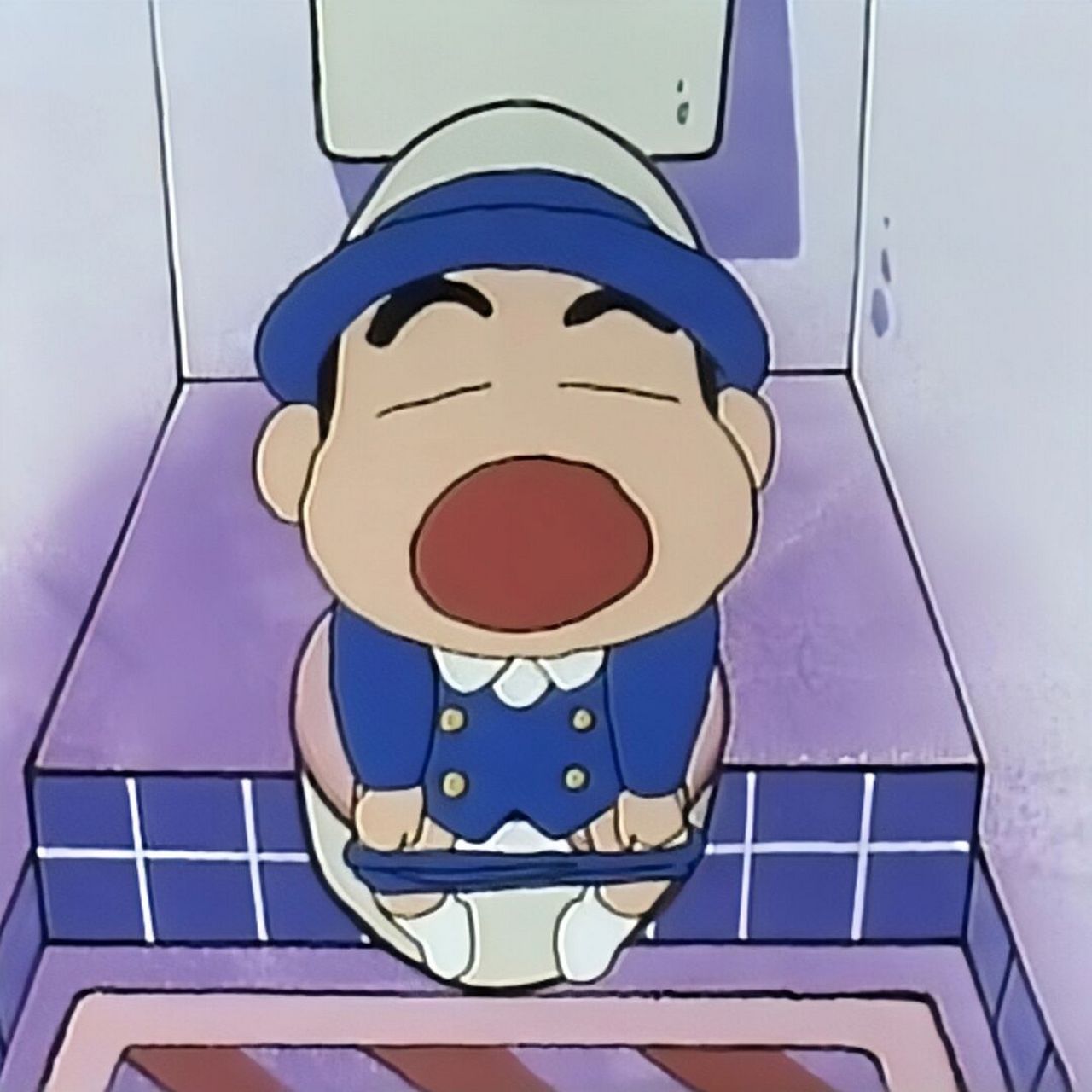 困困时打哈欠也很可爱 小新起床困意十足的样子.