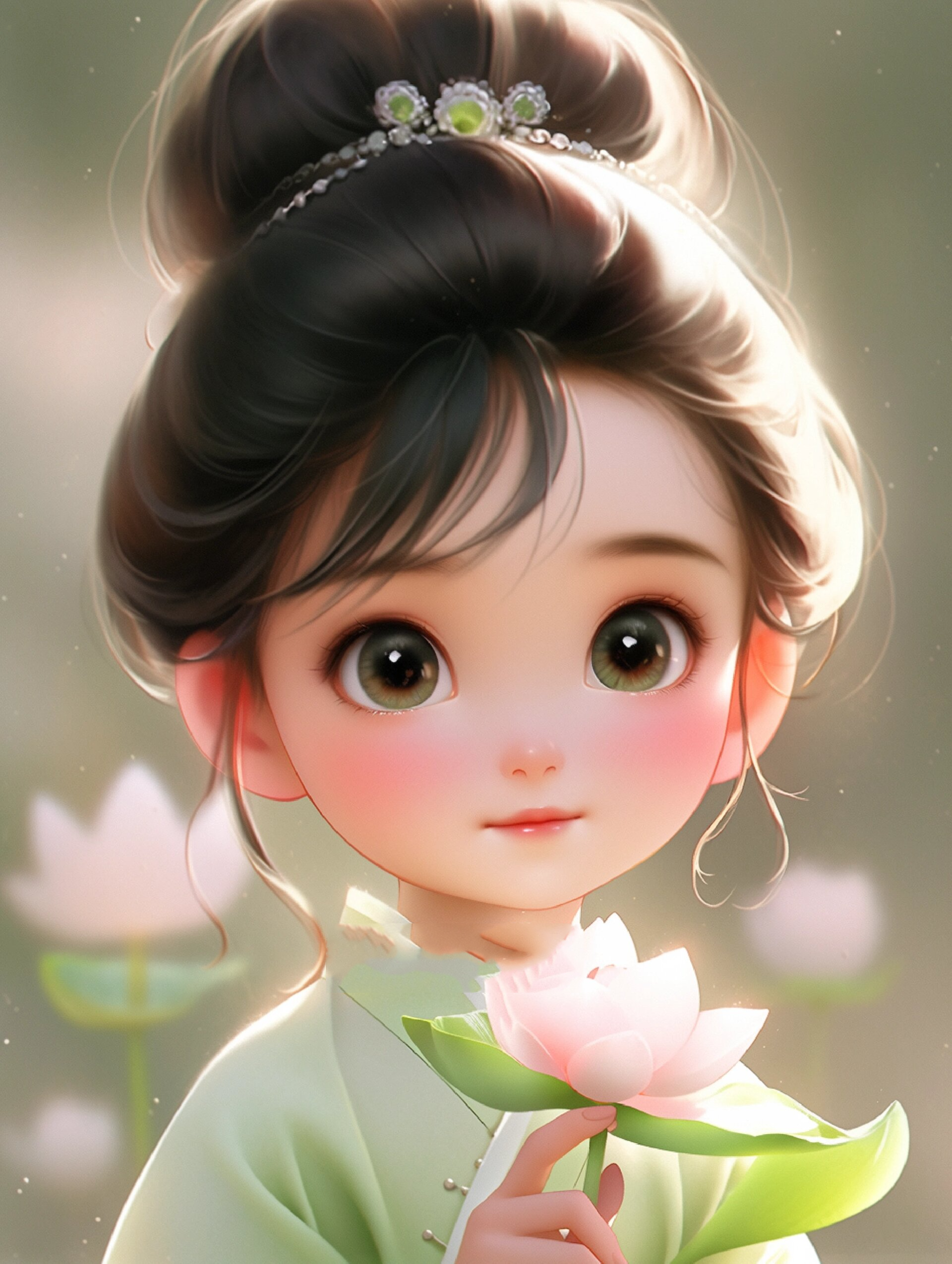 可爱的荷花女孩壁纸|原创古风汉服女孩头像 见荷花有好运🍀🍀🍀