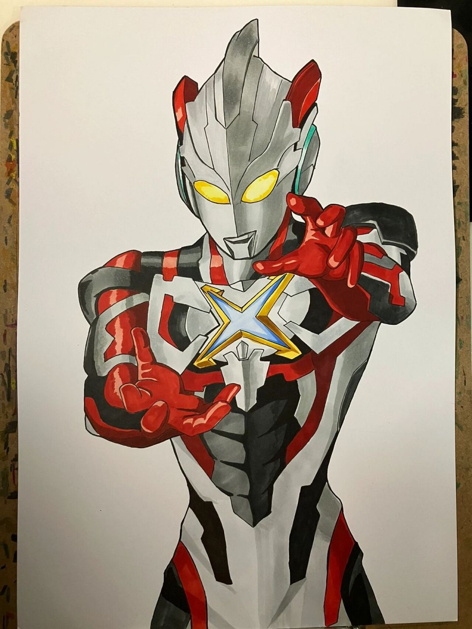 马克笔手绘艾克斯奥特曼详细过程,比较简单 这个艾克斯对我来说还是