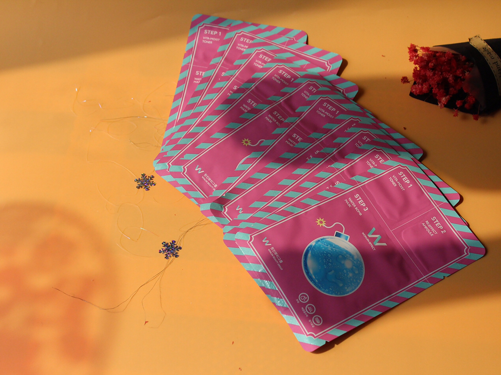 面膜控必选的02wonjin effect原辰 韩国粉色水炸提亮保湿补水三步曲