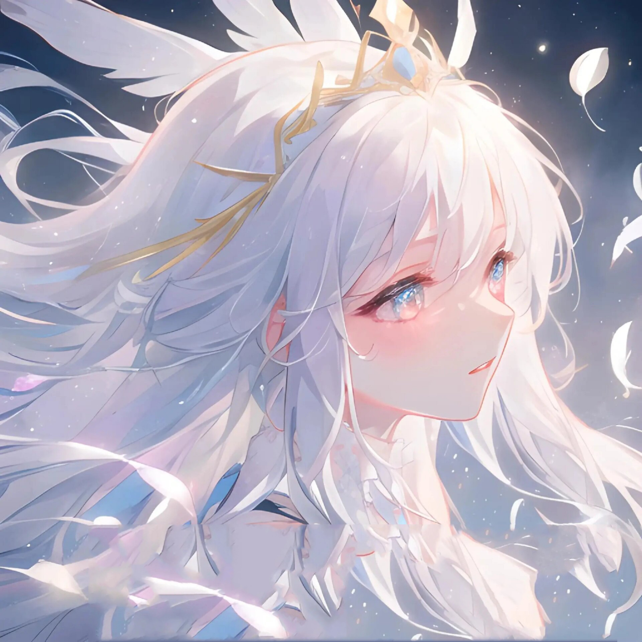 了如雪|二次元女生头像 "我不见星河,因为心中有皎月,零碎一地白月光