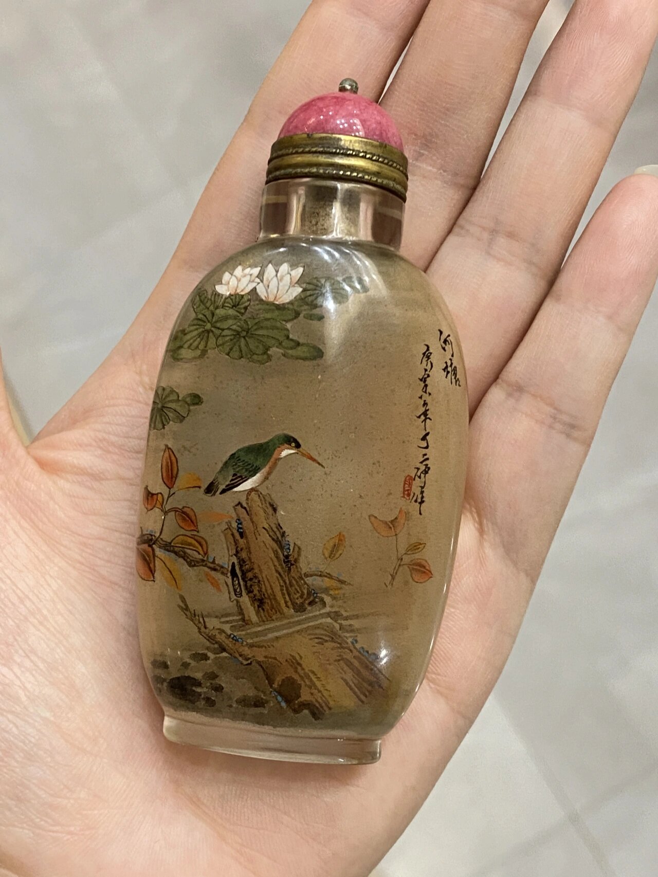 晚清内画大师 丁二仲 鼻烟壶1890年作