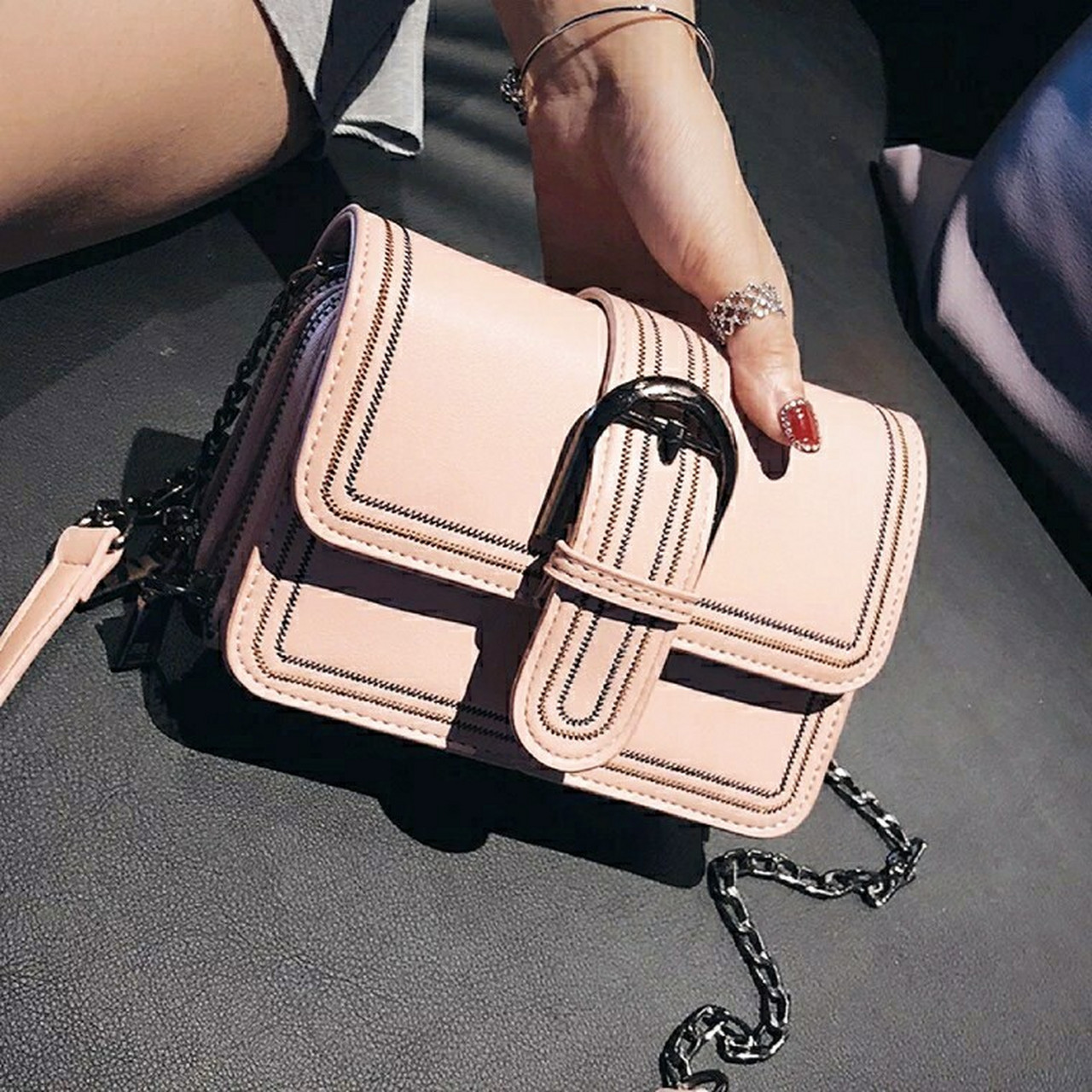 包包女包2020新款潮链条单肩斜挎包韩版百搭简约小挎包森系小方包 #最