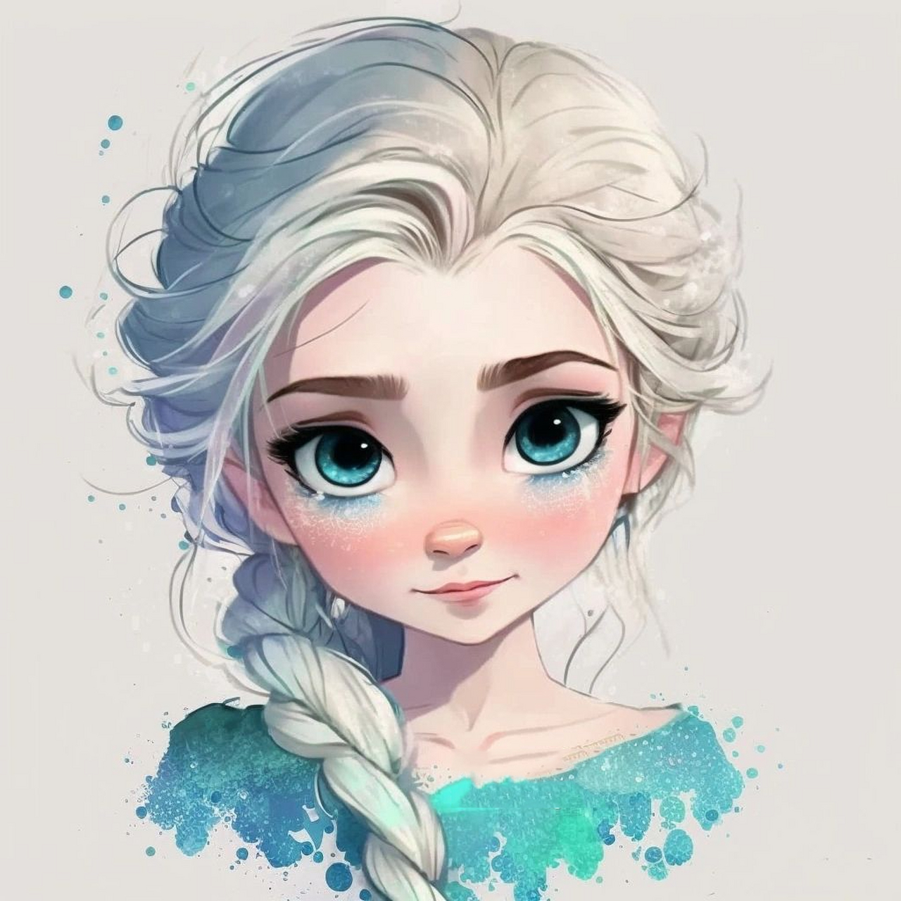 迪士尼公主头像-艾莎公主 elsa 萌版水彩风格的艾莎 下一篇画哪位公主