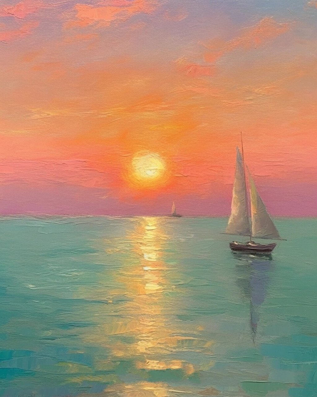 绘制油画——海  绘制灵感来源:艺术家 dmitry oleyn笔下的落日晚霞