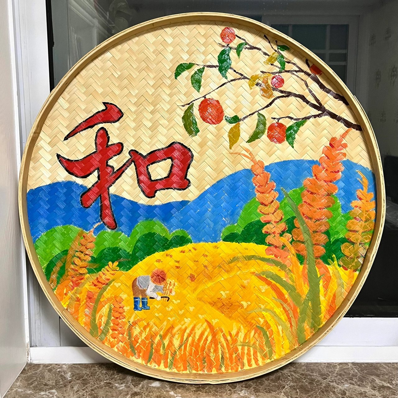 手绘簸箕画—环创