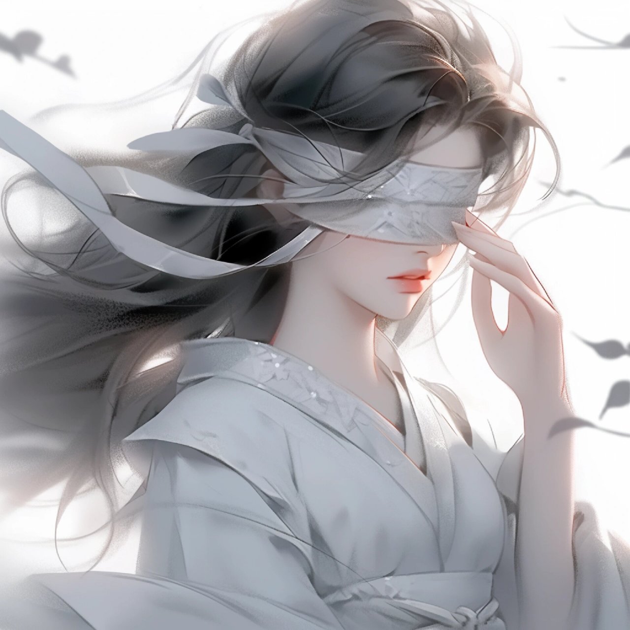 是你喜欢的类型吗?‖古风动漫头像 黑发 蒙眼,绝配