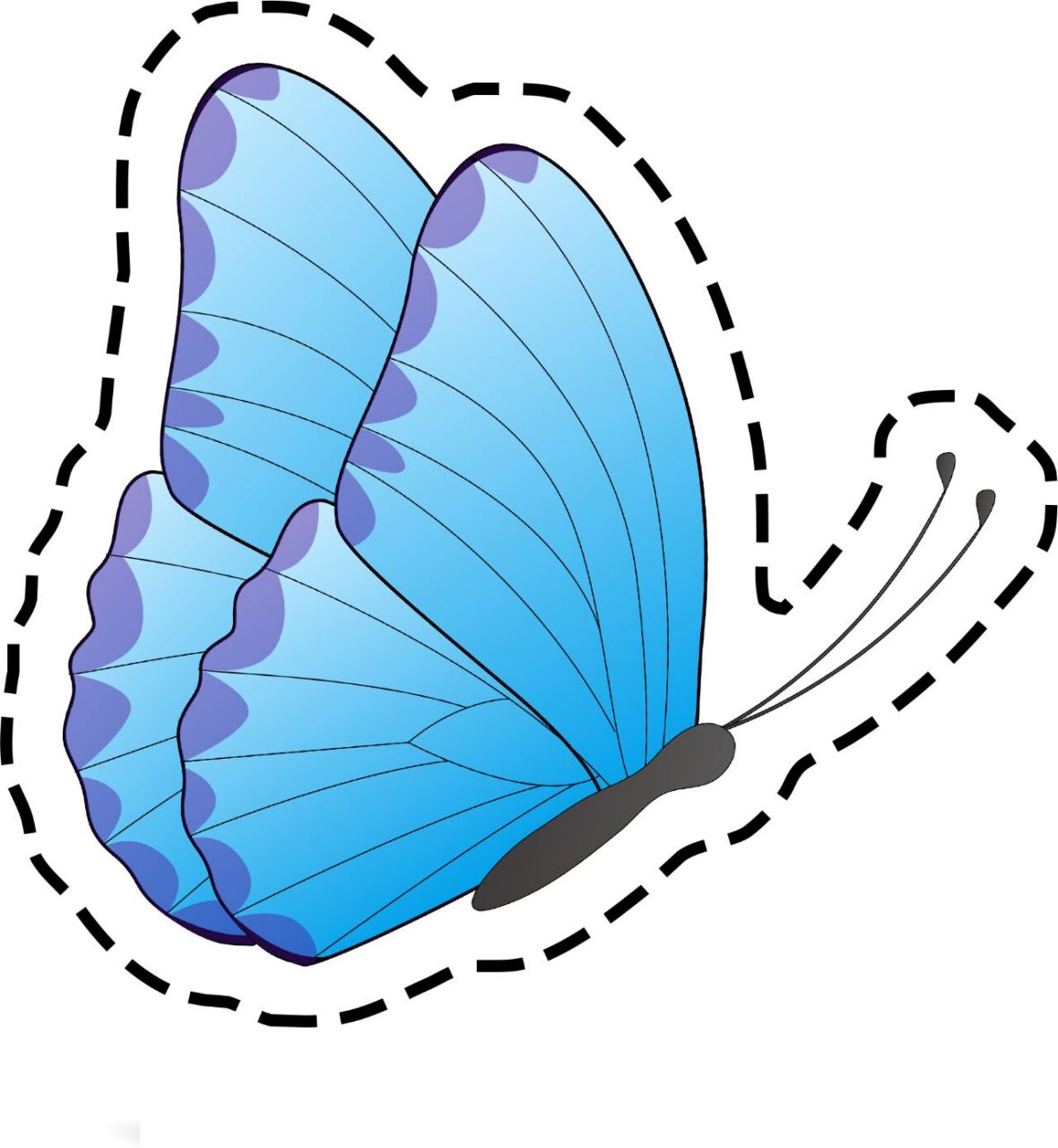 卡通花蝴蝶剪纸素材 分享一组卡通花蝴蝶剪纸素材 素材是网上的 虚线