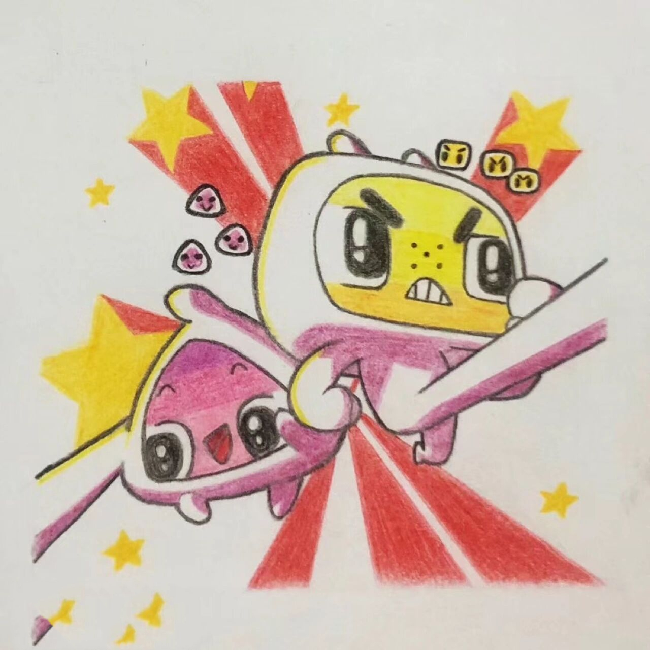 简笔画卡通超迷你战士#迷你萌迷你勇动漫 铅笔开始下笔,先画出模糊的