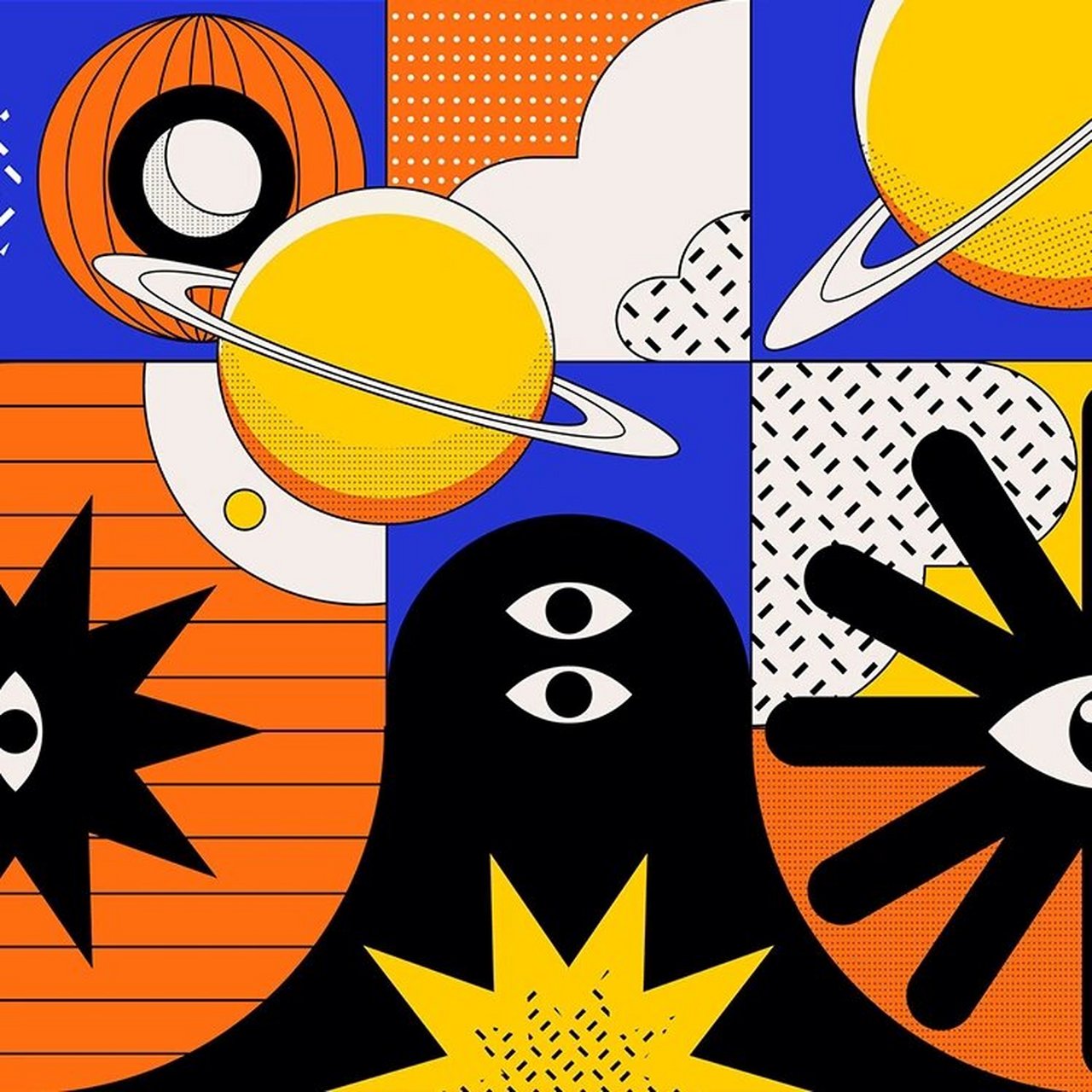 【0005期】艺术抽象撞色几何插画图案素材 今天的分享是一组艺术抽象