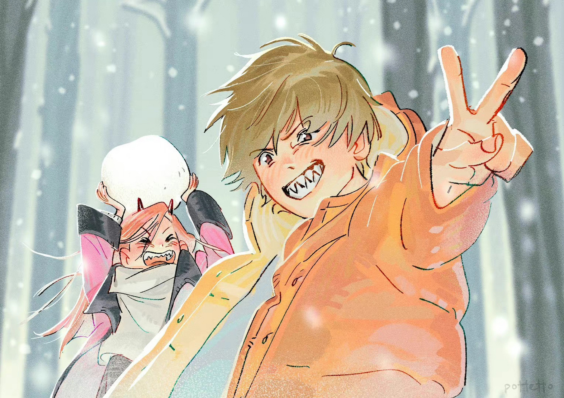 打雪仗 #动漫# #电锯人# #二次元##一起打雪仗吗# i: pottetto