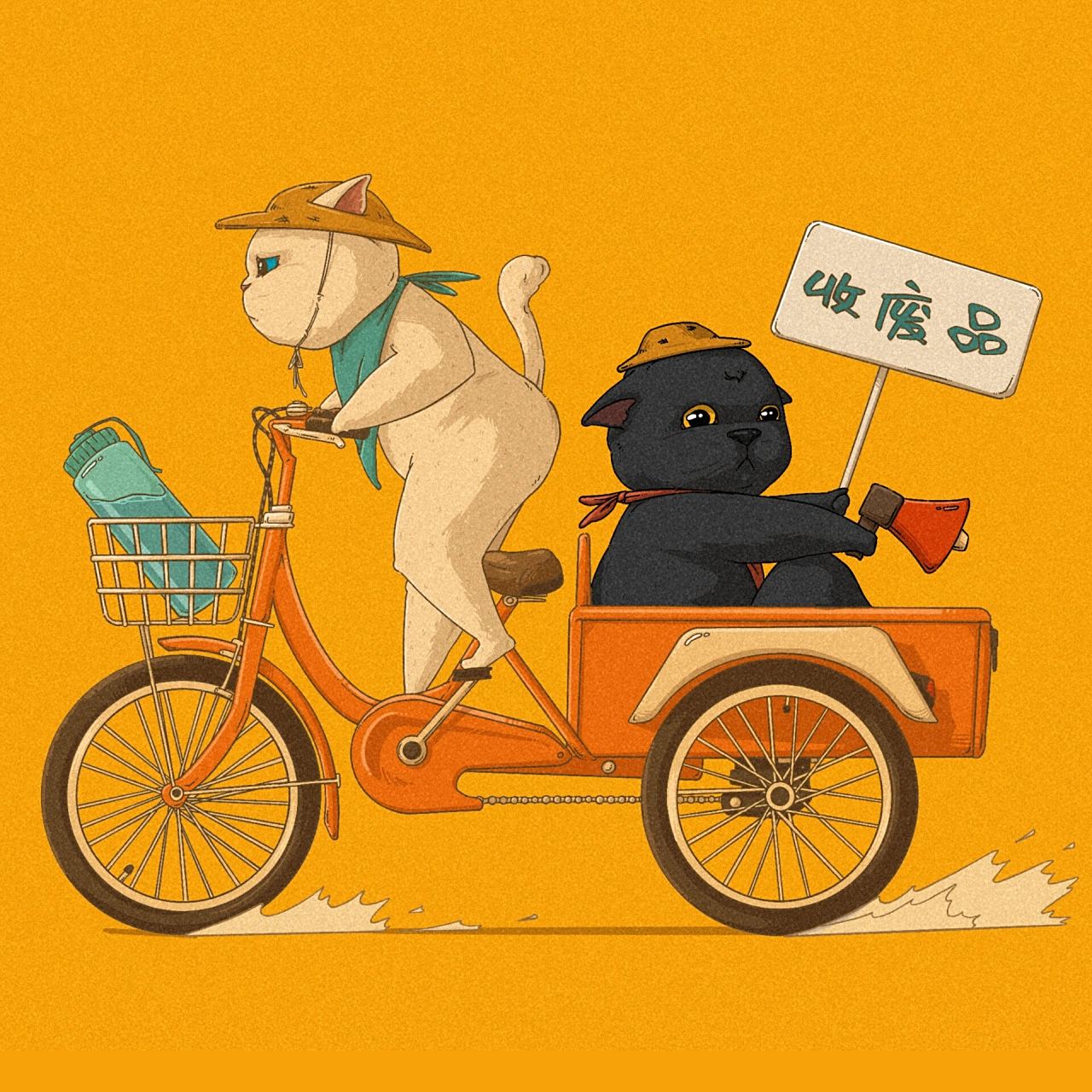 【猫猫插画】一起收破烂去呀~ #寻找绘画大神# #插画# #头像