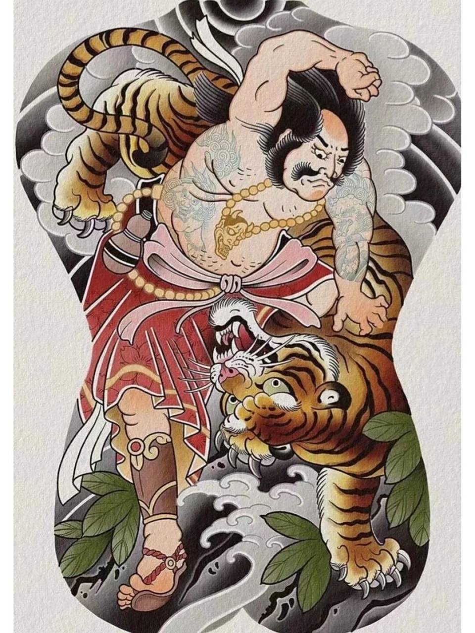 9张日式满背纹身手稿|传统满背 满背专属人员集合,适合喜欢日式传统的