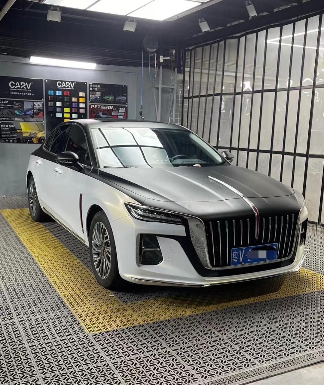 红旗h5 改色案例分享.哑光黑搭配白变金 喜欢双拼的车主可以参考一下