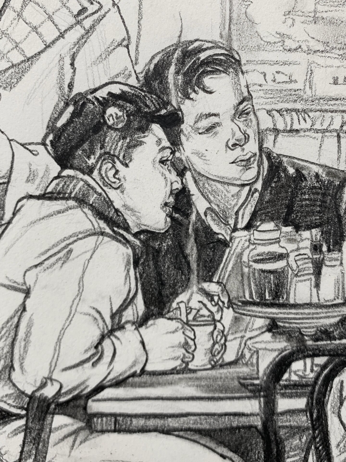 速写场景(附过程)|黑白灰颜色分布很重要～ 一张洛克威尔的图画成了