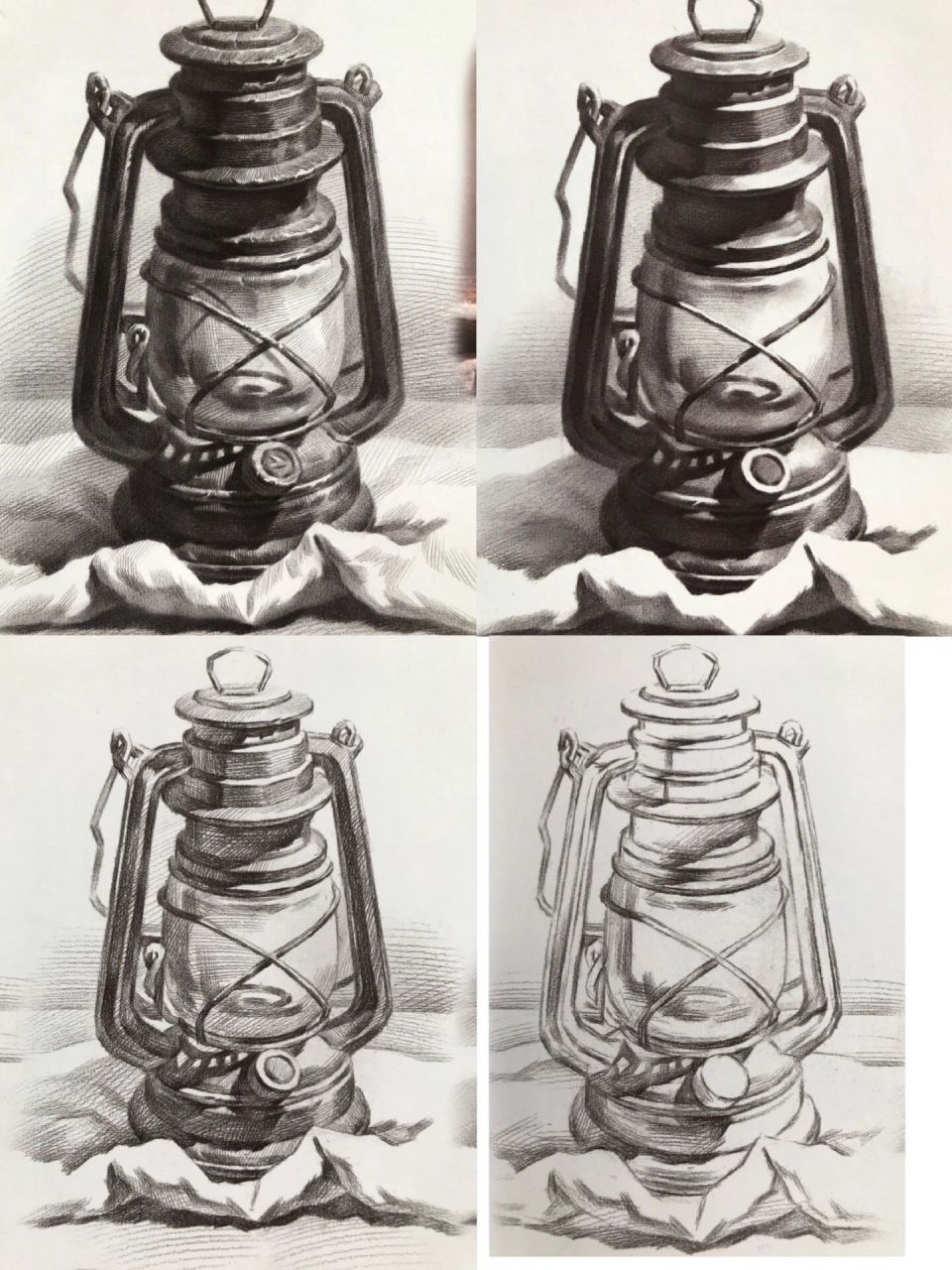 素描《马灯》步骤图,97景德镇素描考题