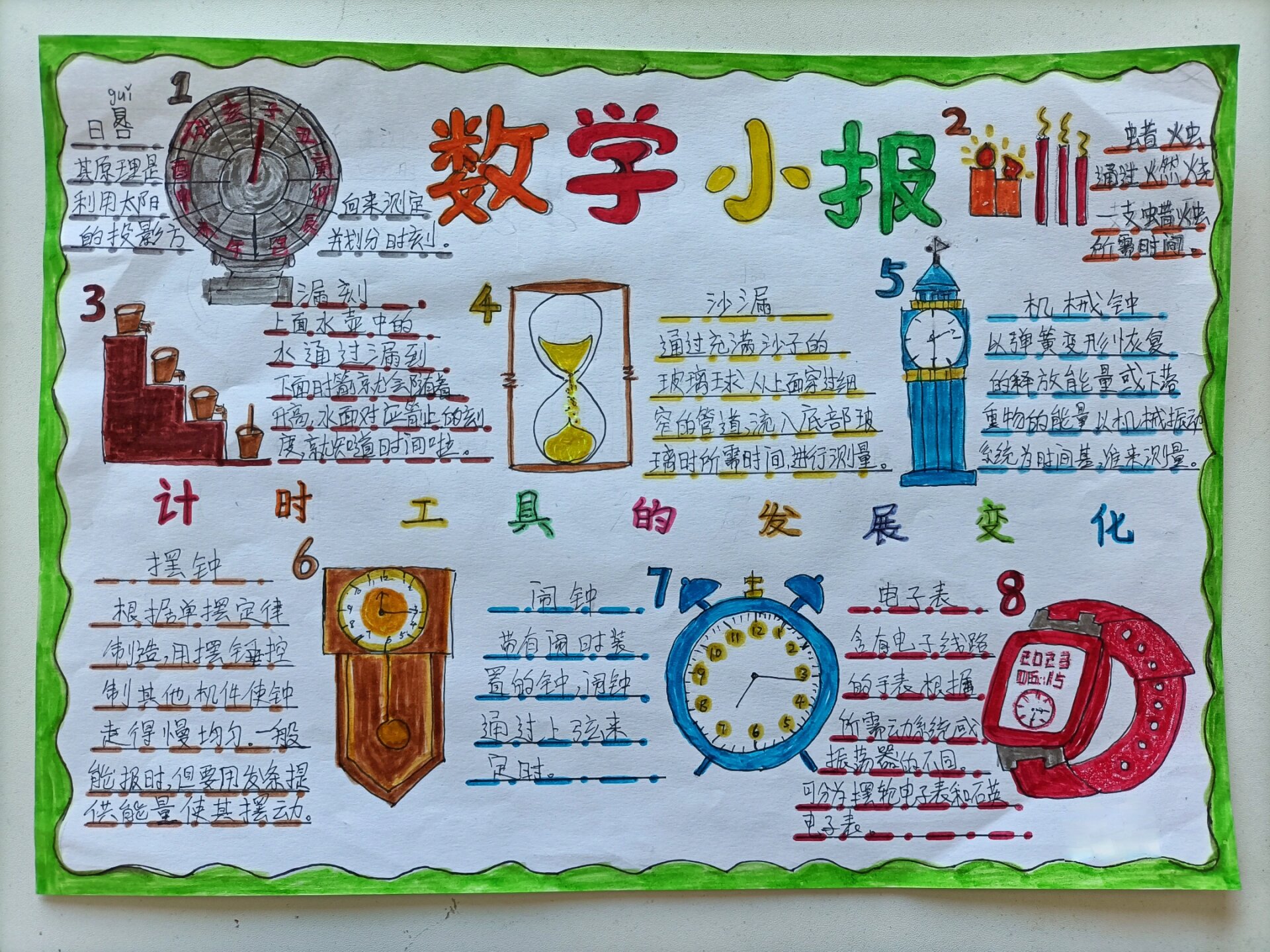 数学小报《计时工具的发展变.@萌面乌龟爱蒙面的动态