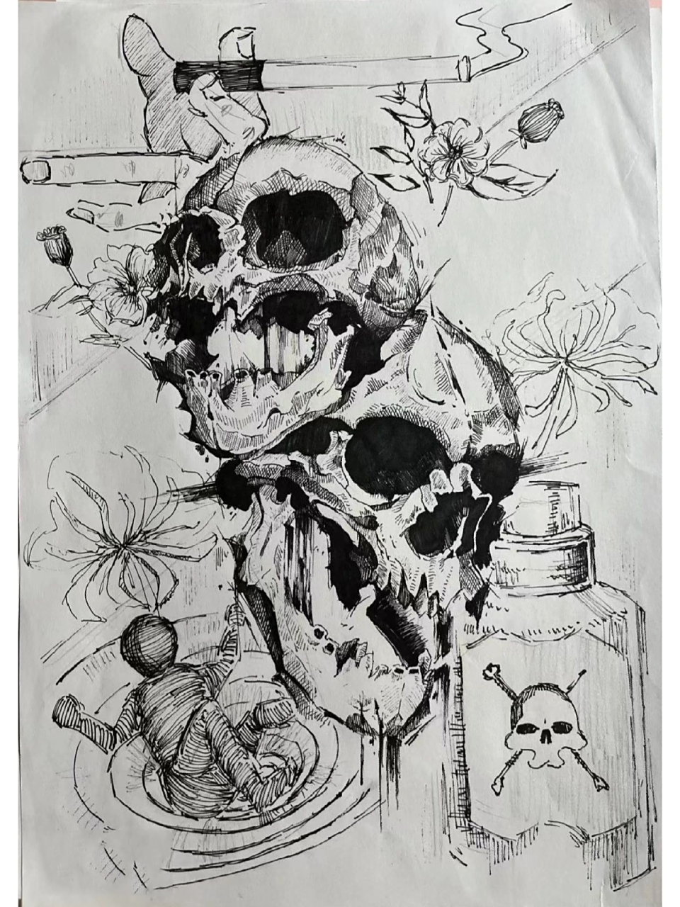 禁毒宣传画 部分临摹    画