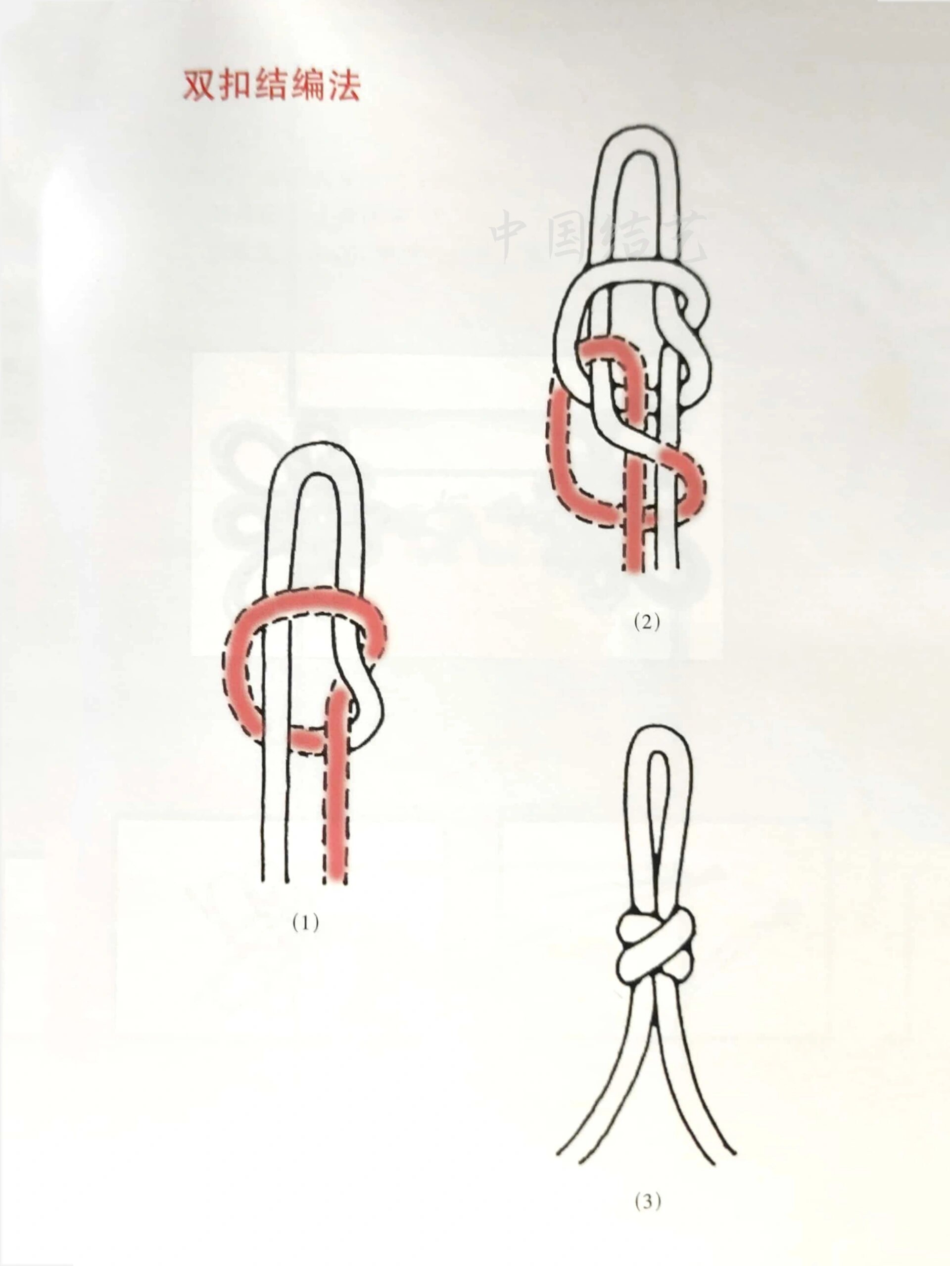 中国结教程-同心结 三回盘长结和酢浆草结92的组合,只需要把盘长结