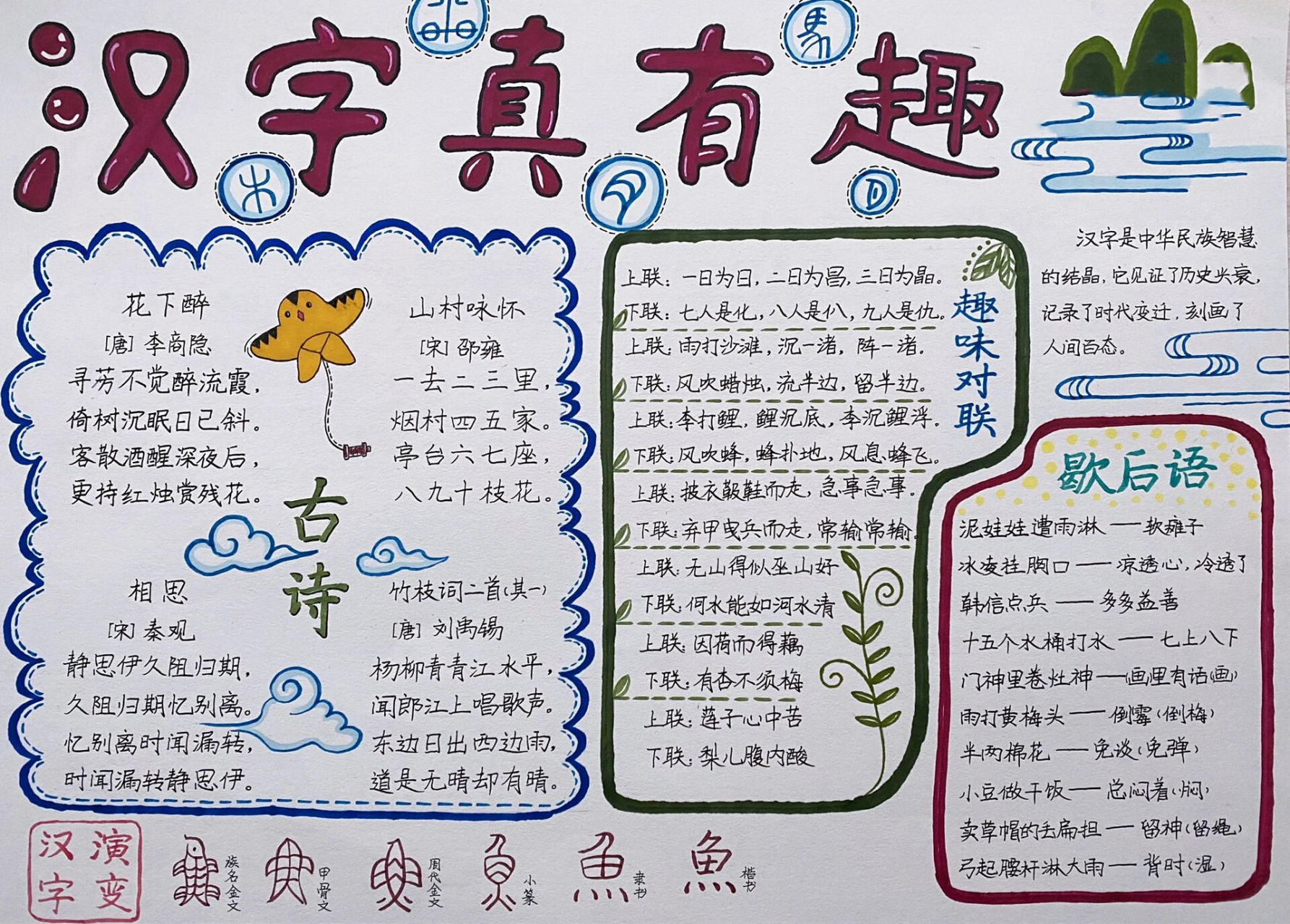 语文小报#汉字真有趣手抄报.