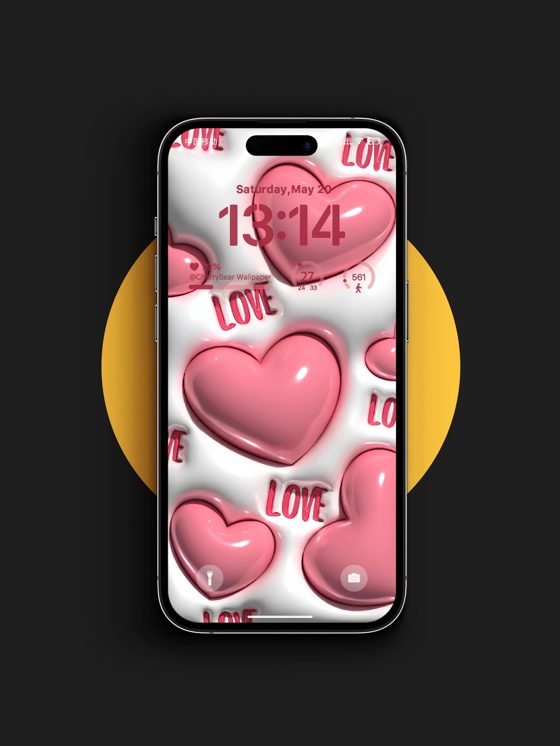 p05 | 3d爱心少女感膨胀立体手机壁纸