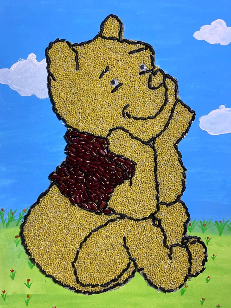 豆子粘贴画 粘贴豆子,过程需要耐心