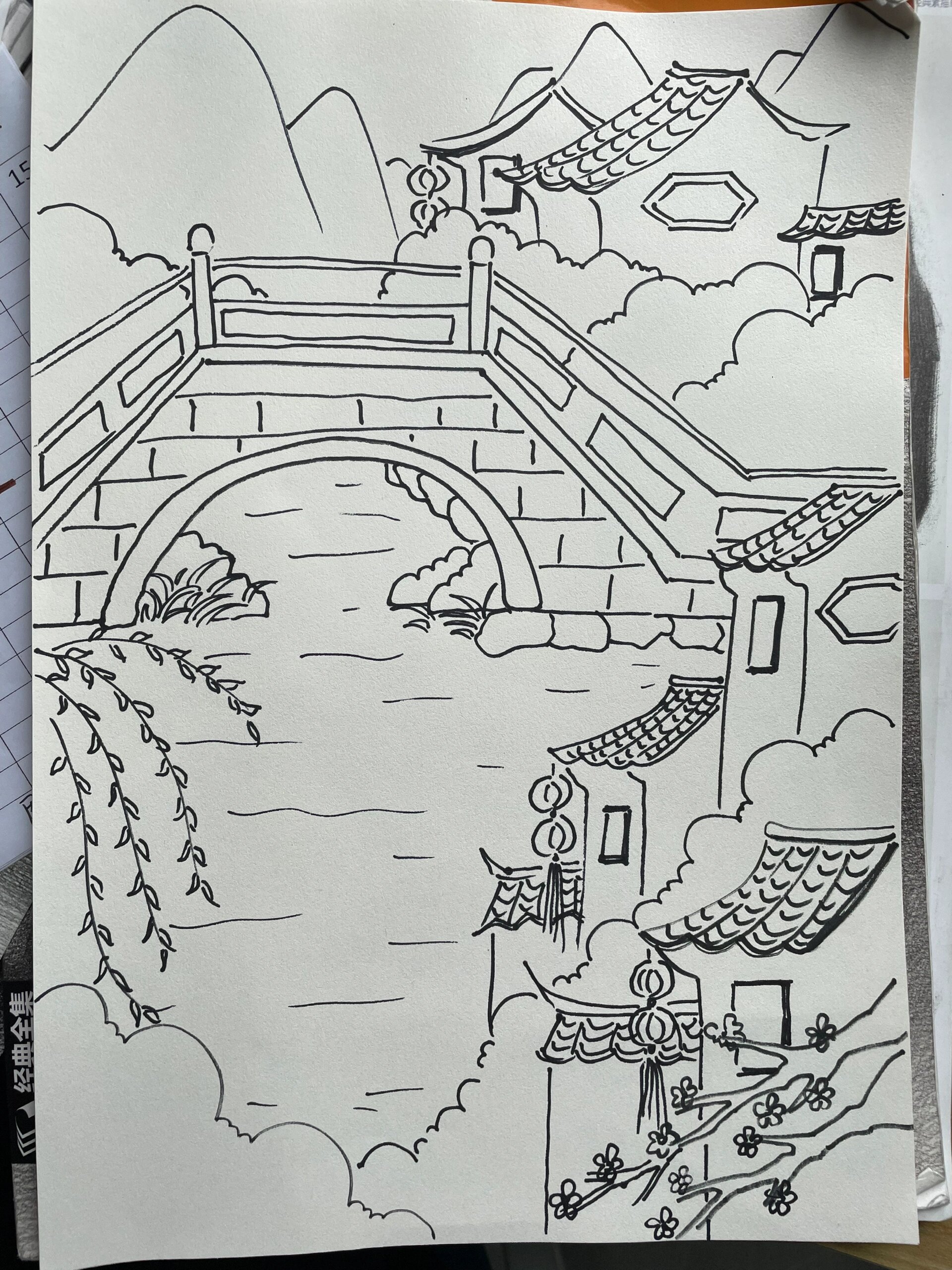 "水乡小镇 家乡""江南"主题绘画作业