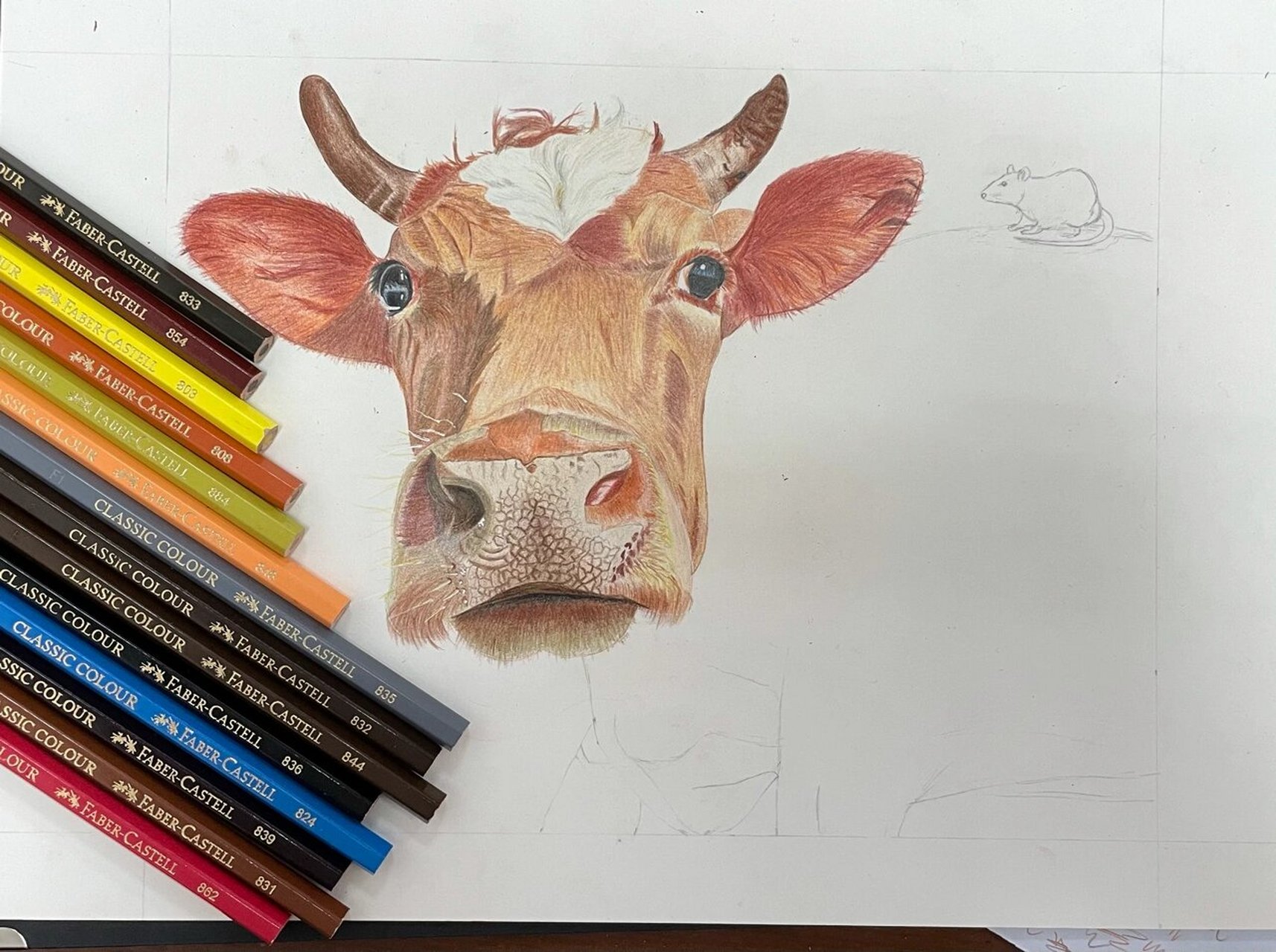 十二生肖系列 彩铅《牛》新手绘画尝试    趁着还是牛年 画个大黄牛