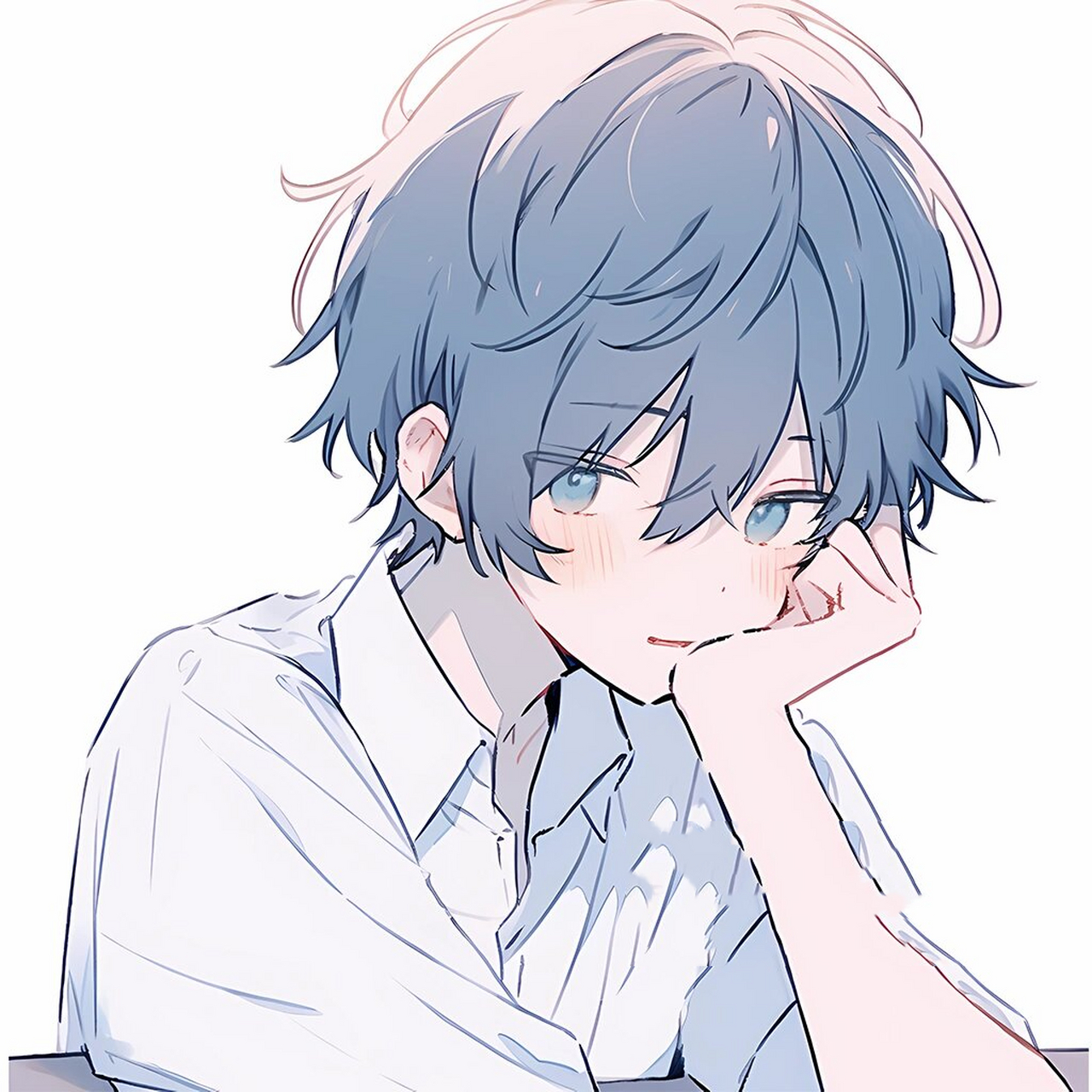 不明显两个男生情头|托腮 #记录吧就现在# #midjourney# #头像约稿