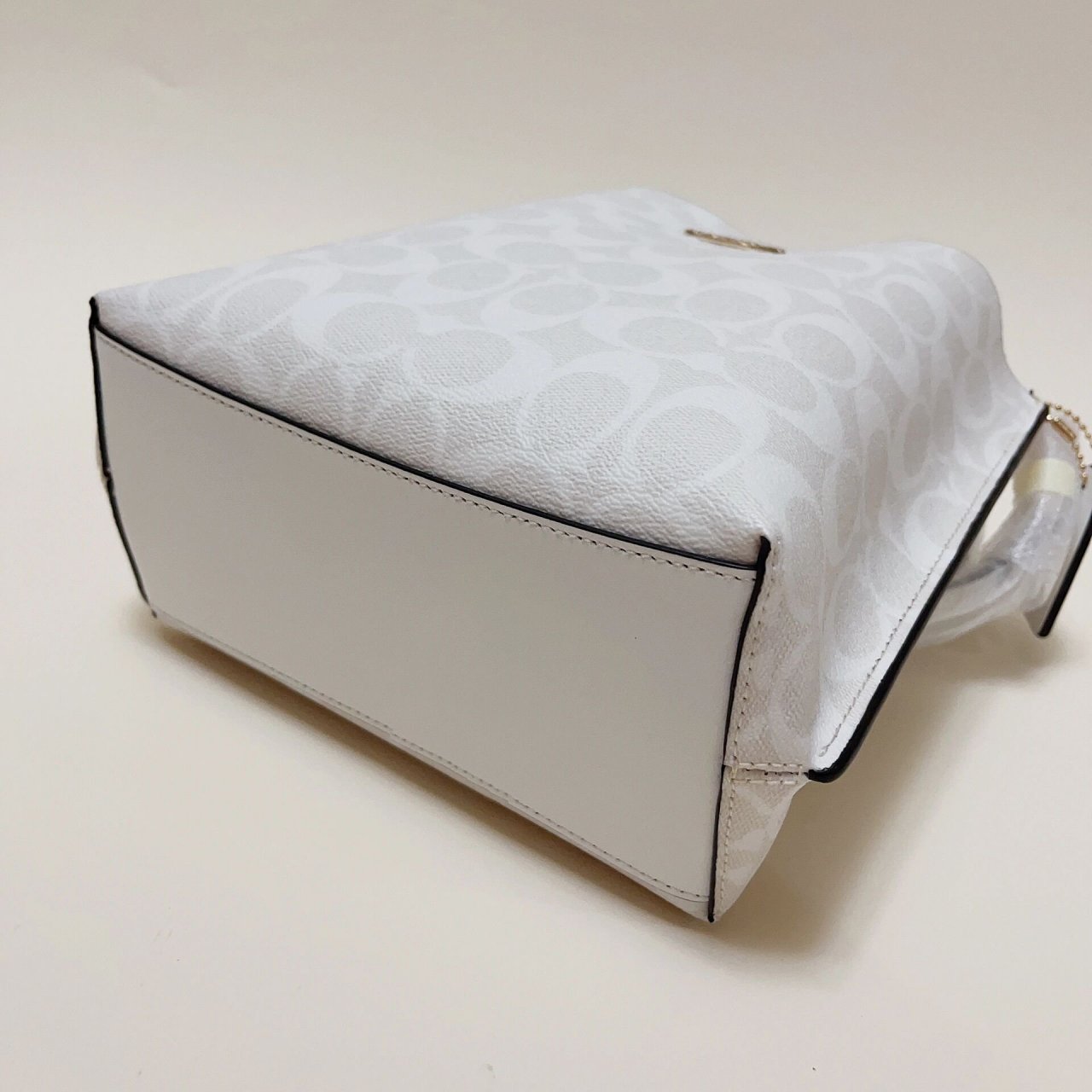 国内现货coach奥莱冰川白老花mollie水桶包 coach molli