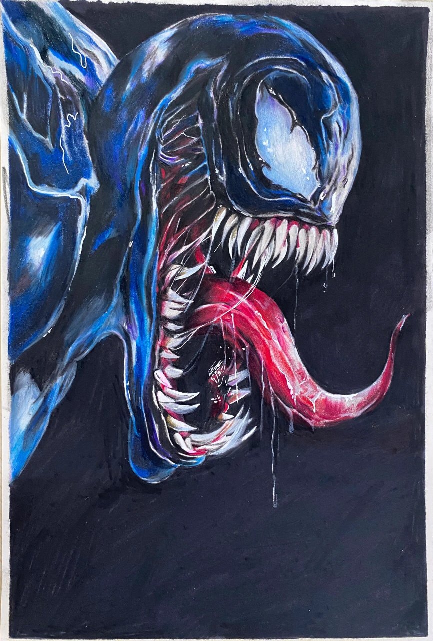 彩铅手绘《毒液》完整版 尺寸:16k 彩铅:马可雷诺阿,辉柏嘉 纸:获多福