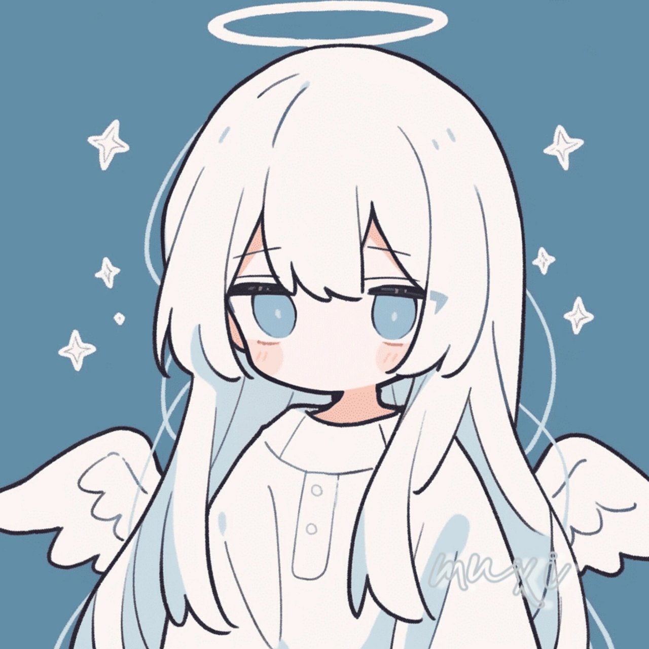 小天使头像|蓝白冬日 7615