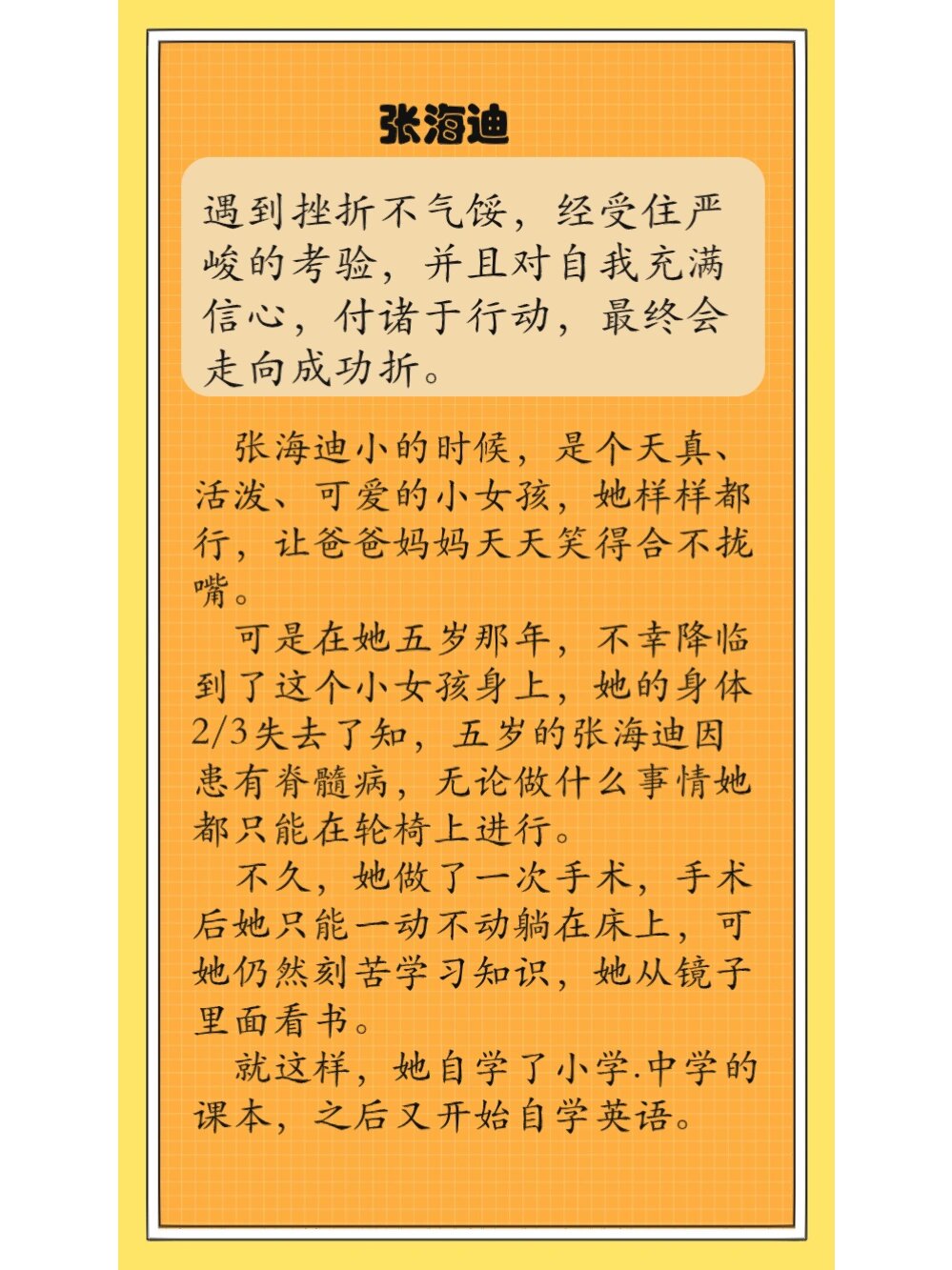 关于张海迪的故事简介