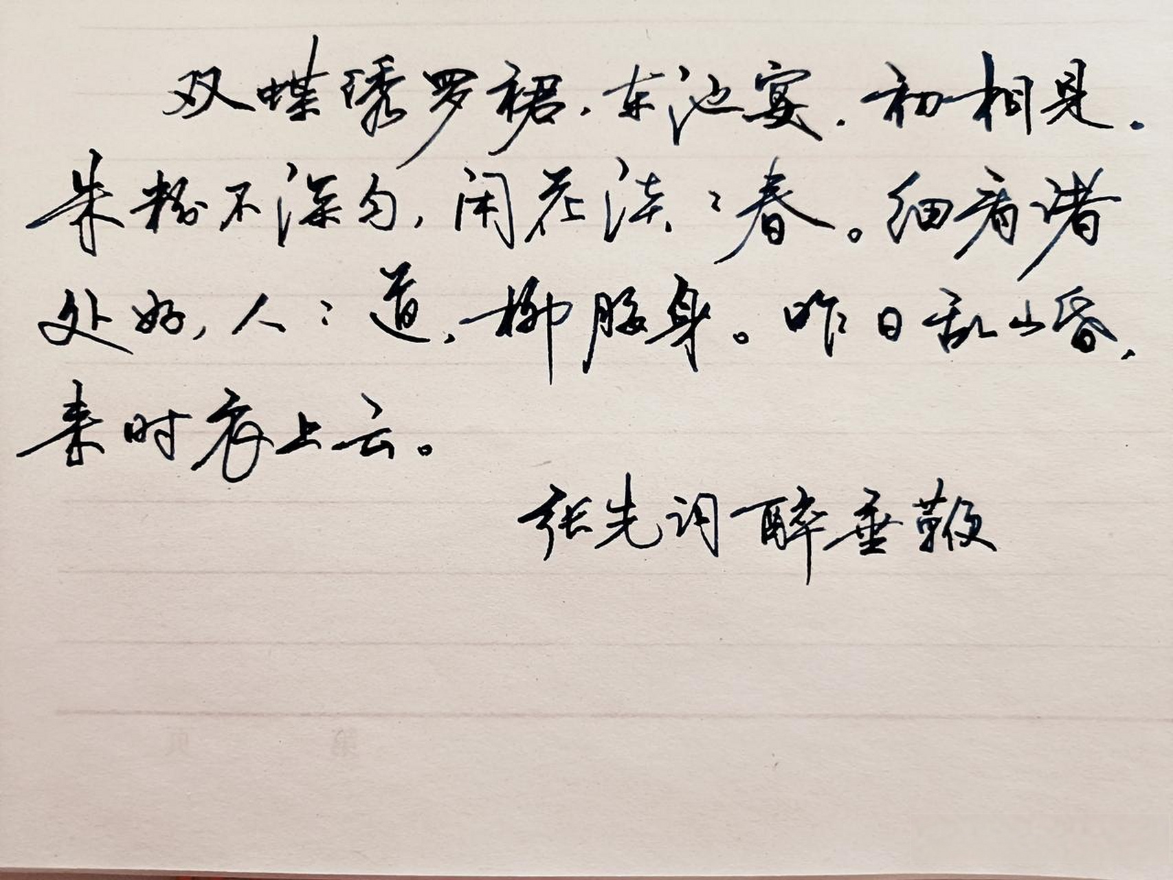 书写张先词～醉垂鞭,请您欣赏!