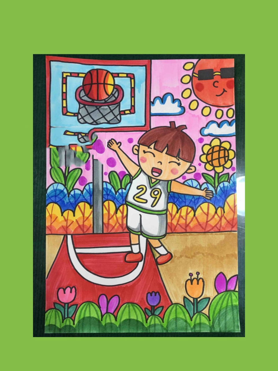 打篮球儿童画 简单图片