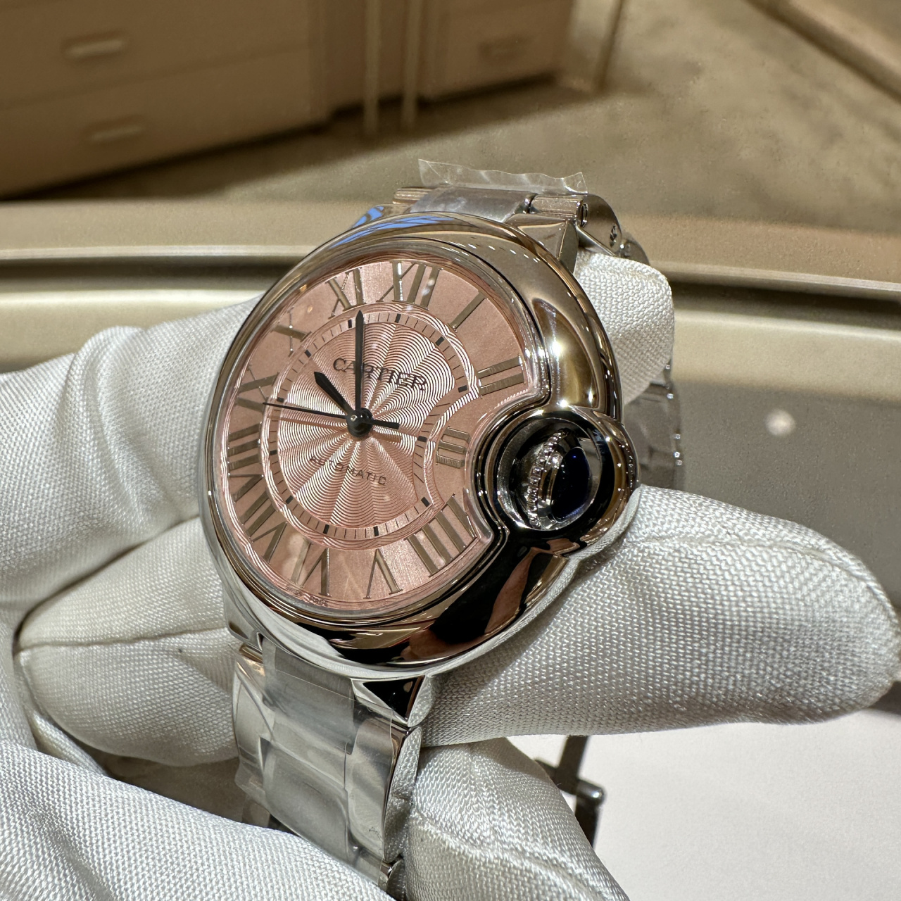 卡地亚粉气粉盘7515机械女表-好价秒一只 98卡地亚篮气球wsbb