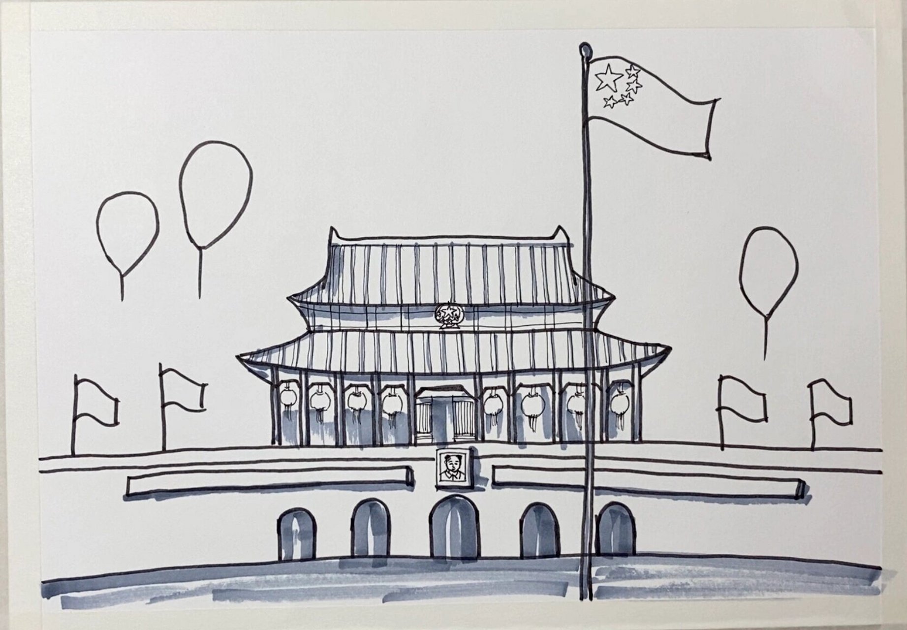 儿童绘画教程|北京天安门广场儿童绘画 赶上国庆假期的尾声,回到家30