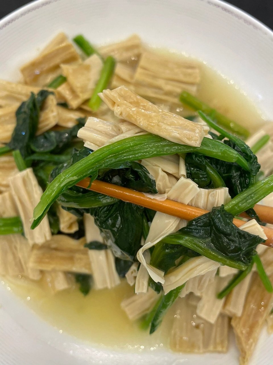 365道好韵素食～day56 清炒菠菜腐竹 95食材 一把菠菜,一把腐竹