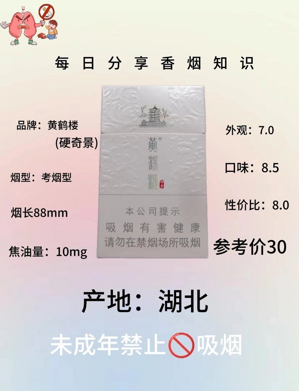 今日分享黄鹤楼(硬奇景) 黄鹤楼(硬奇景)不含爆珠成分,口感独特而浓郁