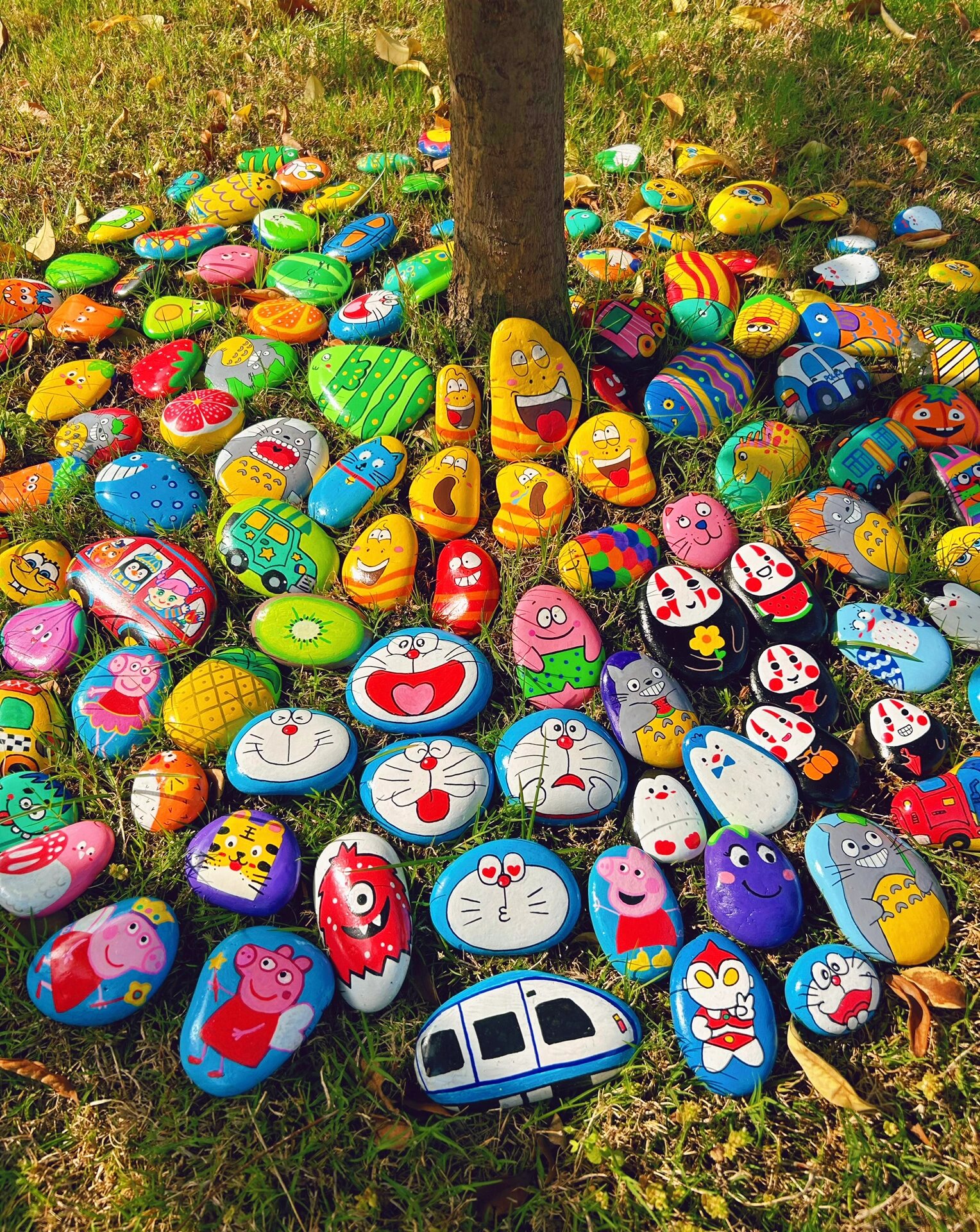 几百块石头画合集,每一个图案都可可爱爱