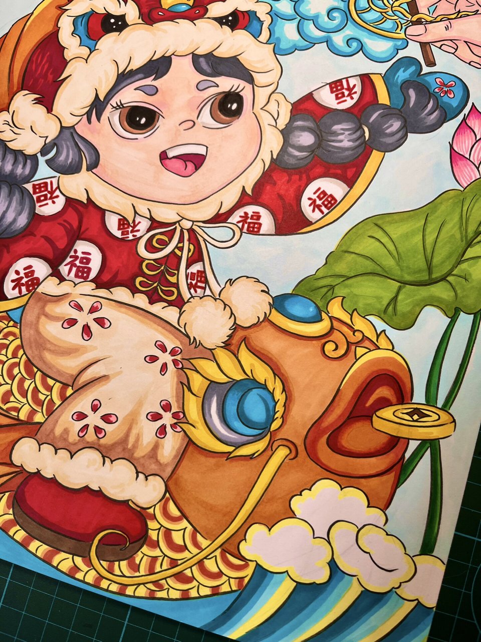 94龙年中国年传统文化非遗糖画马克笔手绘