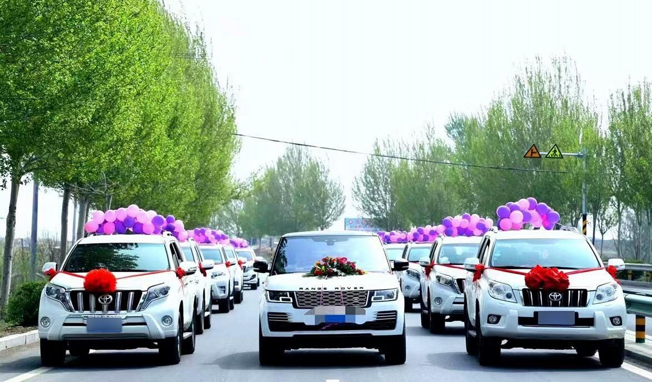 瓦房店白色路虎揽胜77霸道车队