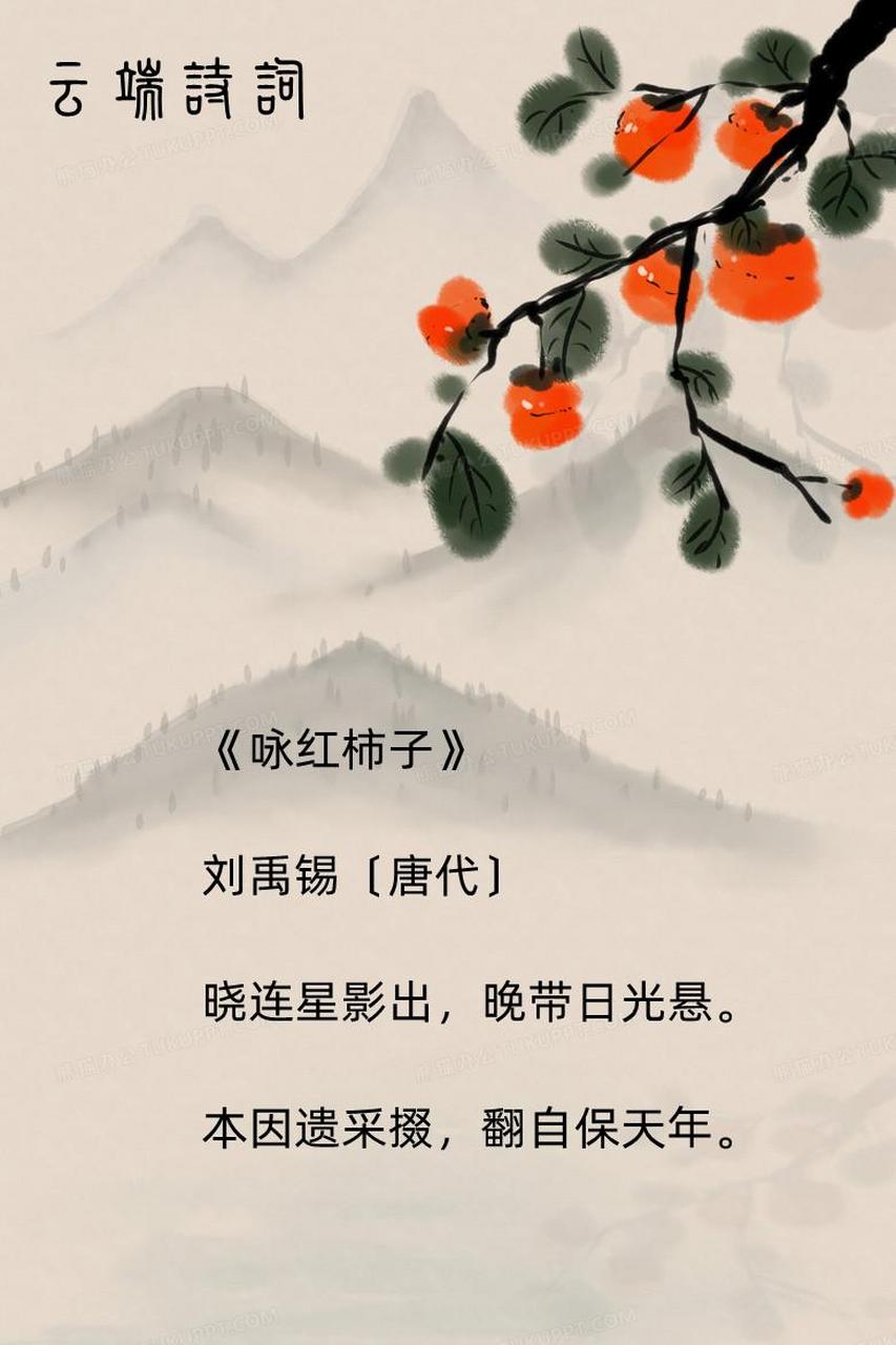 秋深柿子红,九首描写柿子的古诗词,装点着秋的风景.绝美诗词