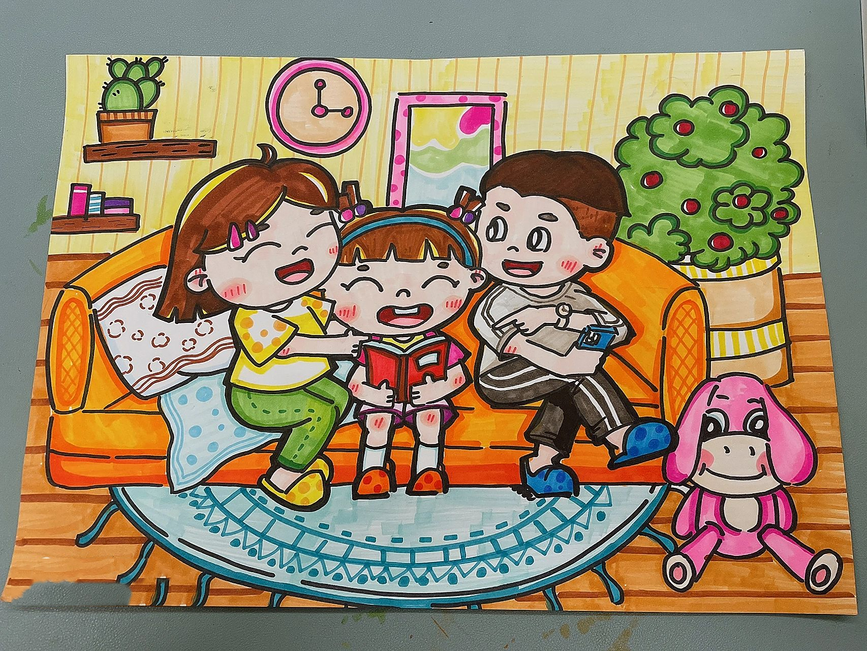 【儿童画】快乐一家亲(幼师必画50副) 最近开始更新主题画啦, 感兴趣