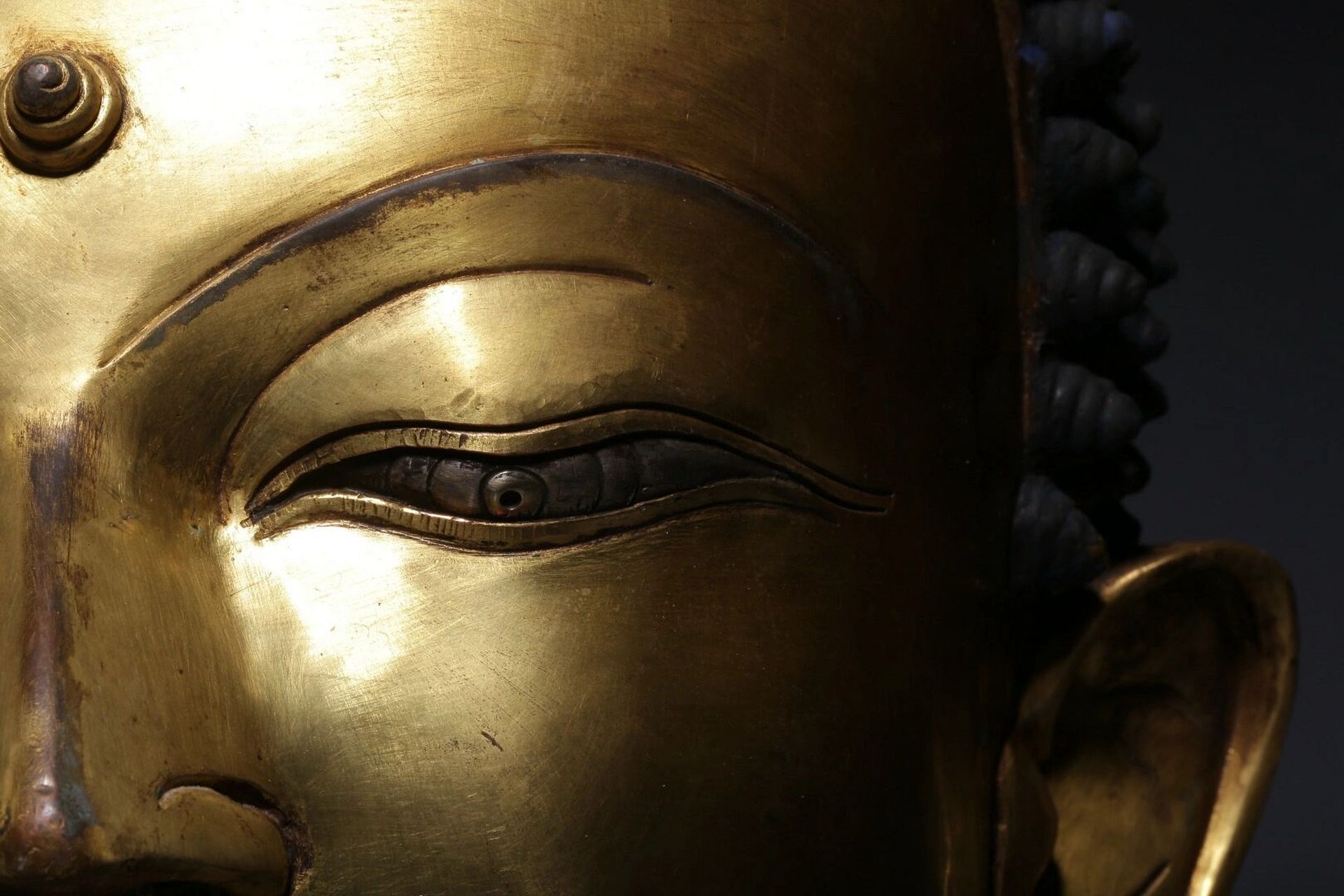 清代铜鎏金释迦牟尼佛头 清代,铜鎏金释迦牟尼佛头 高40.