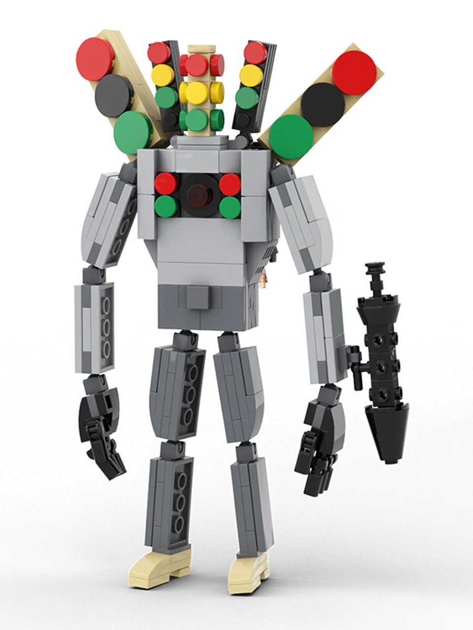【乐高moc积木】马桶人vs监控人教程免费分享 红绿灯音响人拼装积木