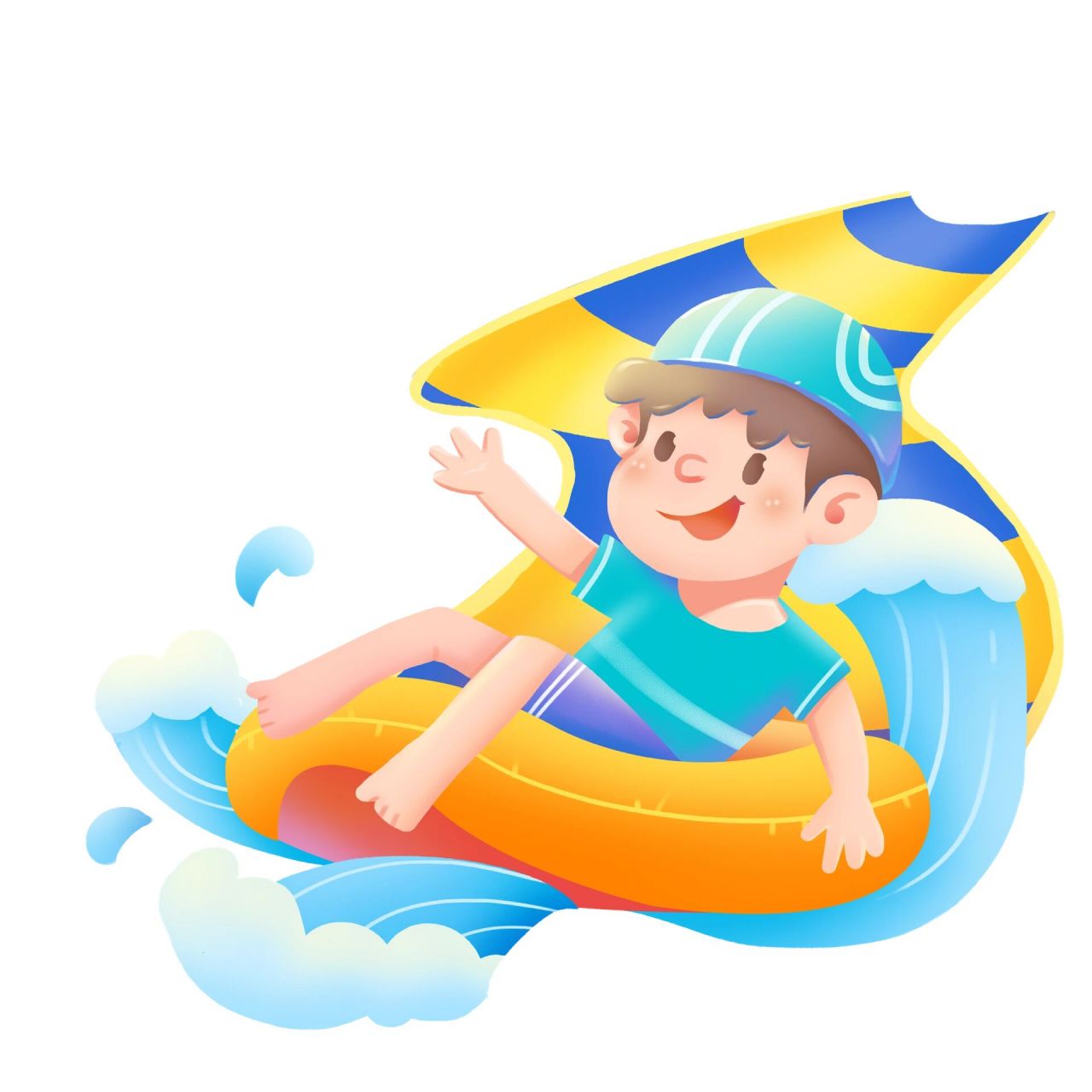 卡通99手绘游泳玩水人物97免抠素材 99今日素材  90手绘卡通
