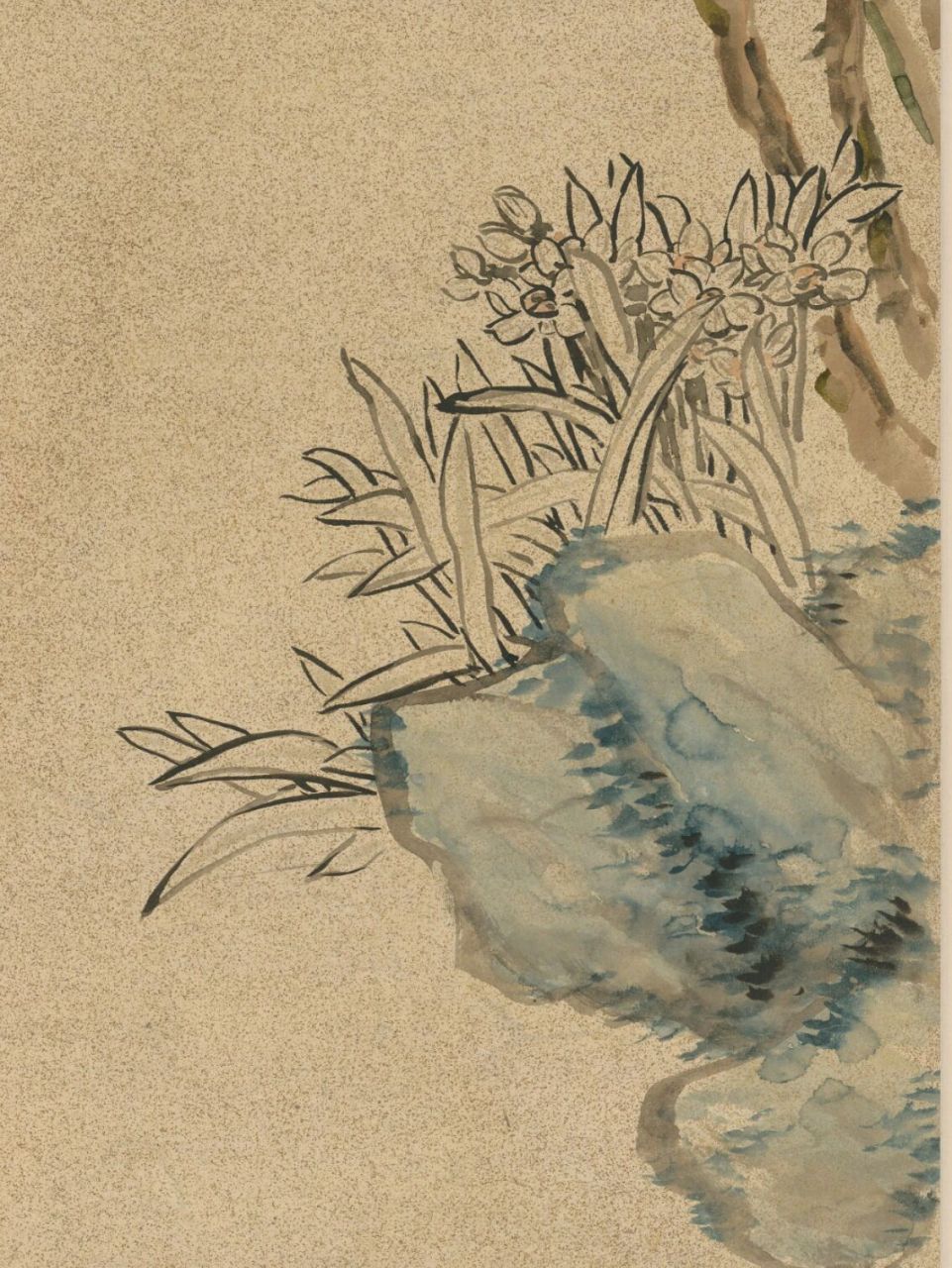 每日国画分享系列第163幅 96作品名称:《牡丹水仙图轴》 96年代