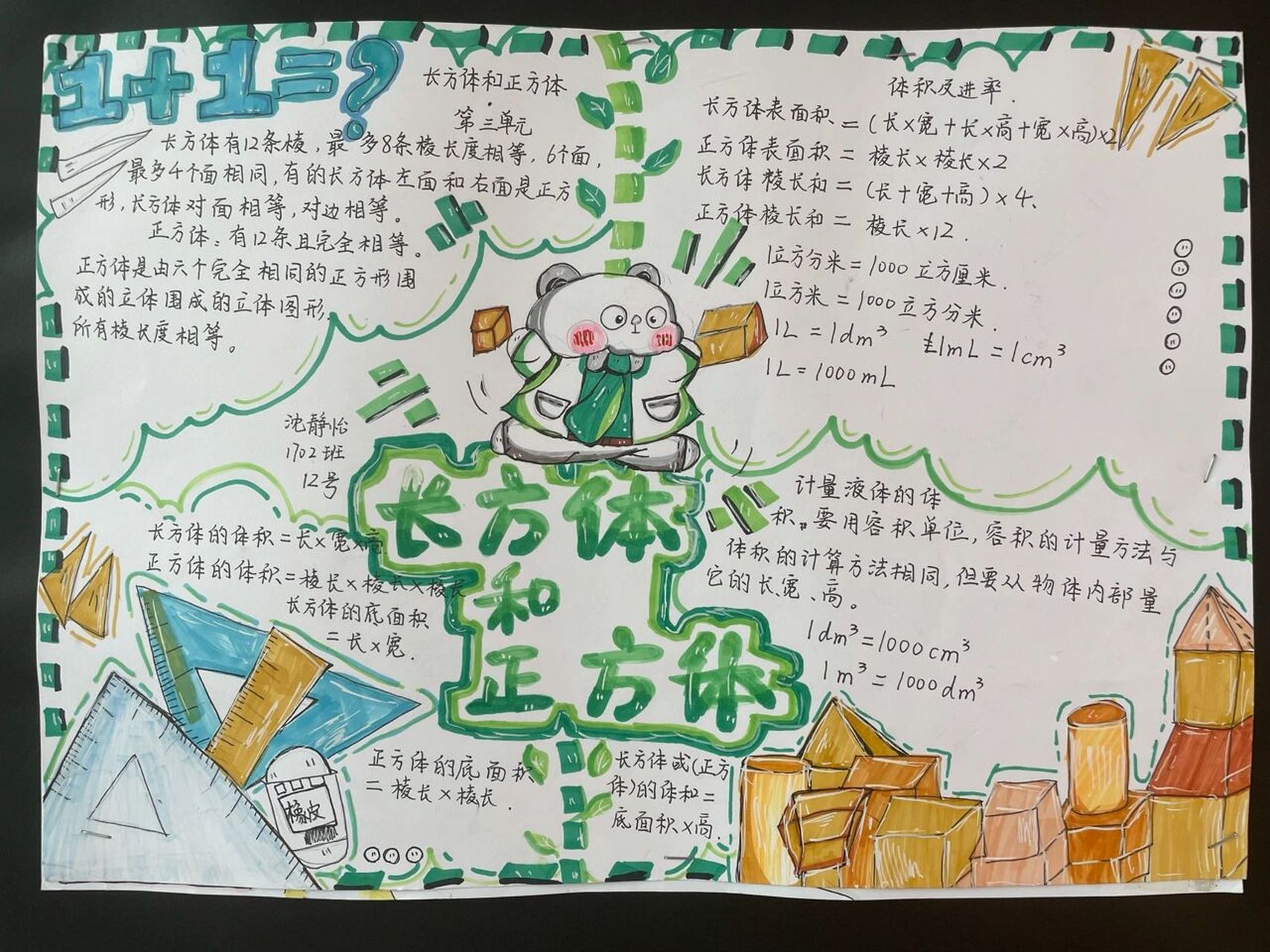 五年级数学下 思维导图手抄报《长方体与正 五年级数学下 思维导图手