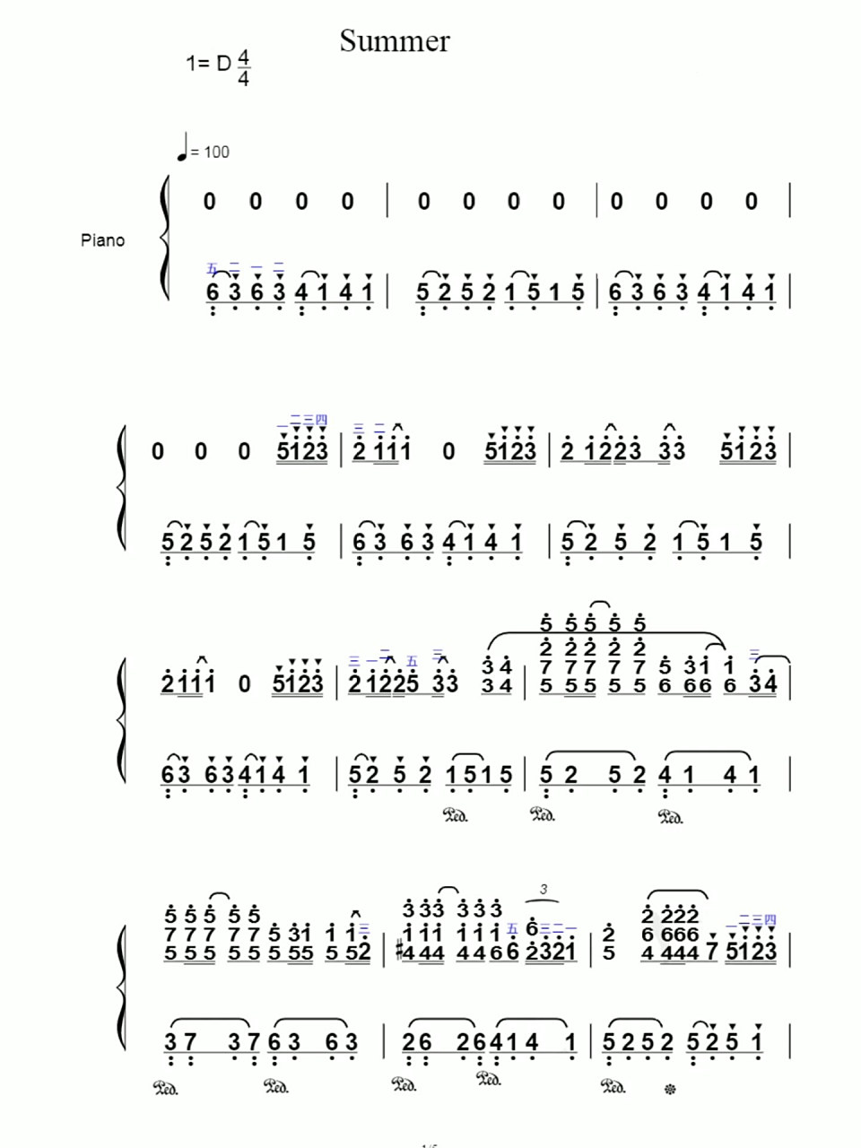 《summer》简谱版